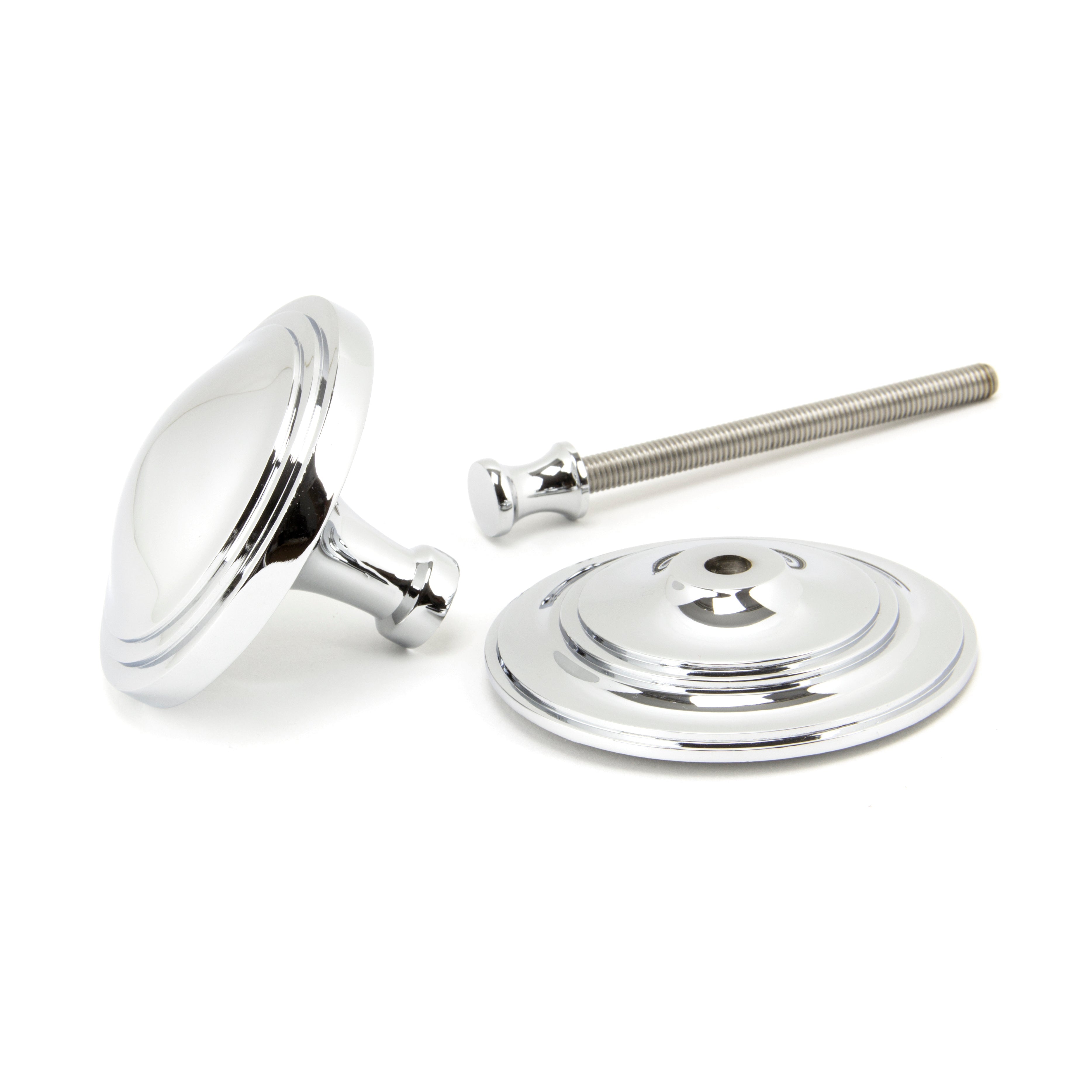 Polished Chrome Art Deco Centre Door Knob | From The Anvil-Centre Door Knobs-Yester Home