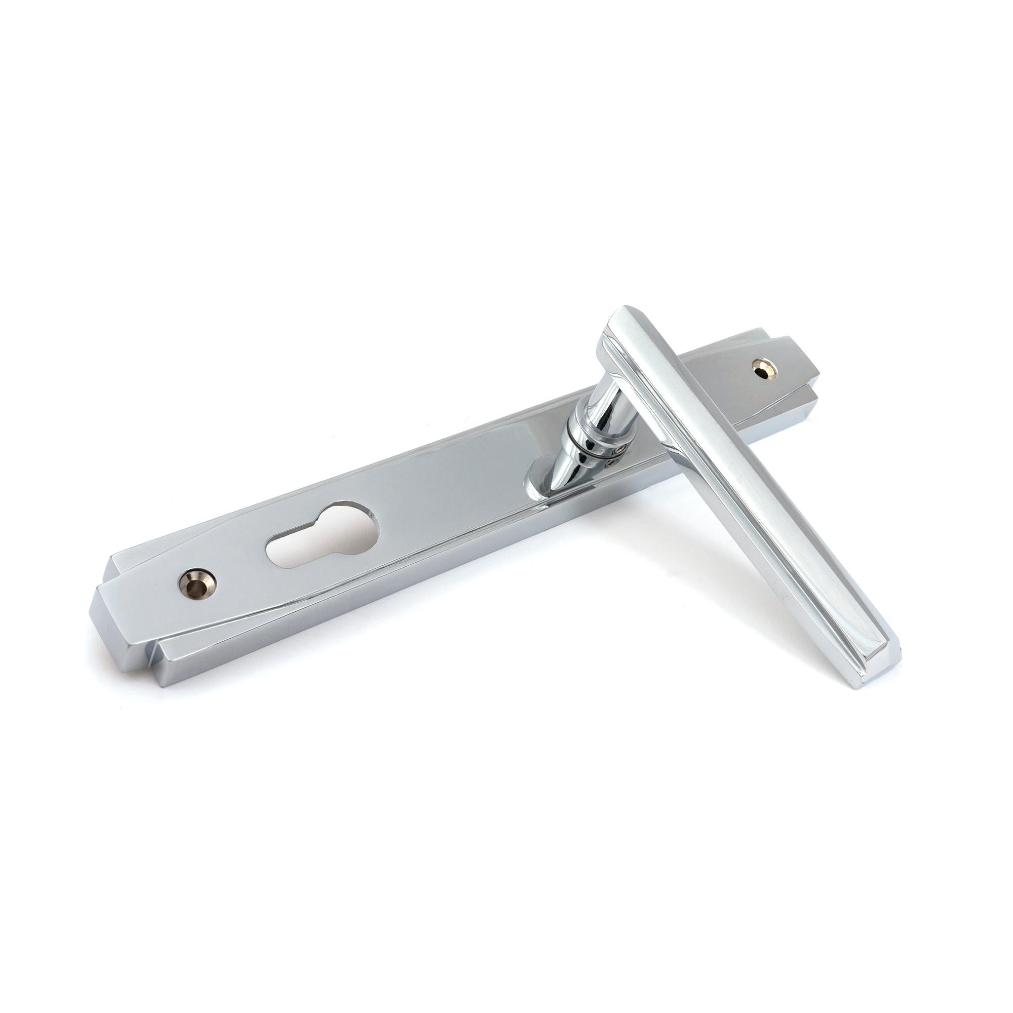 Polished Chrome Art Deco Slimline Lever Espag. Lock Set | From The Anvil - Espagnolette - From The Anvil - Yester Home