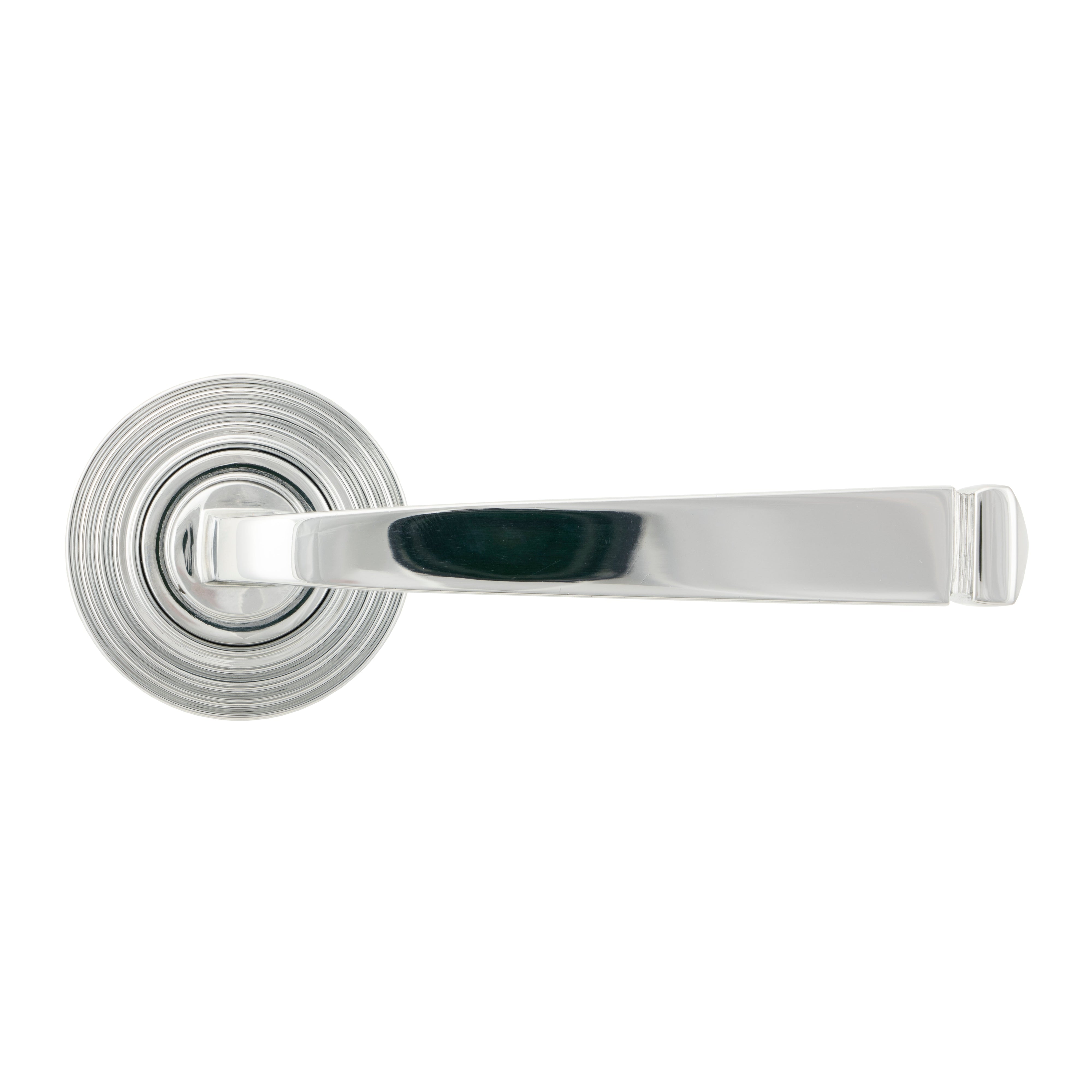 Polished Chrome Avon Round Lever on Rose Set (Beehive) - Unsprung | From The Anvil-Concealed-Yester Home