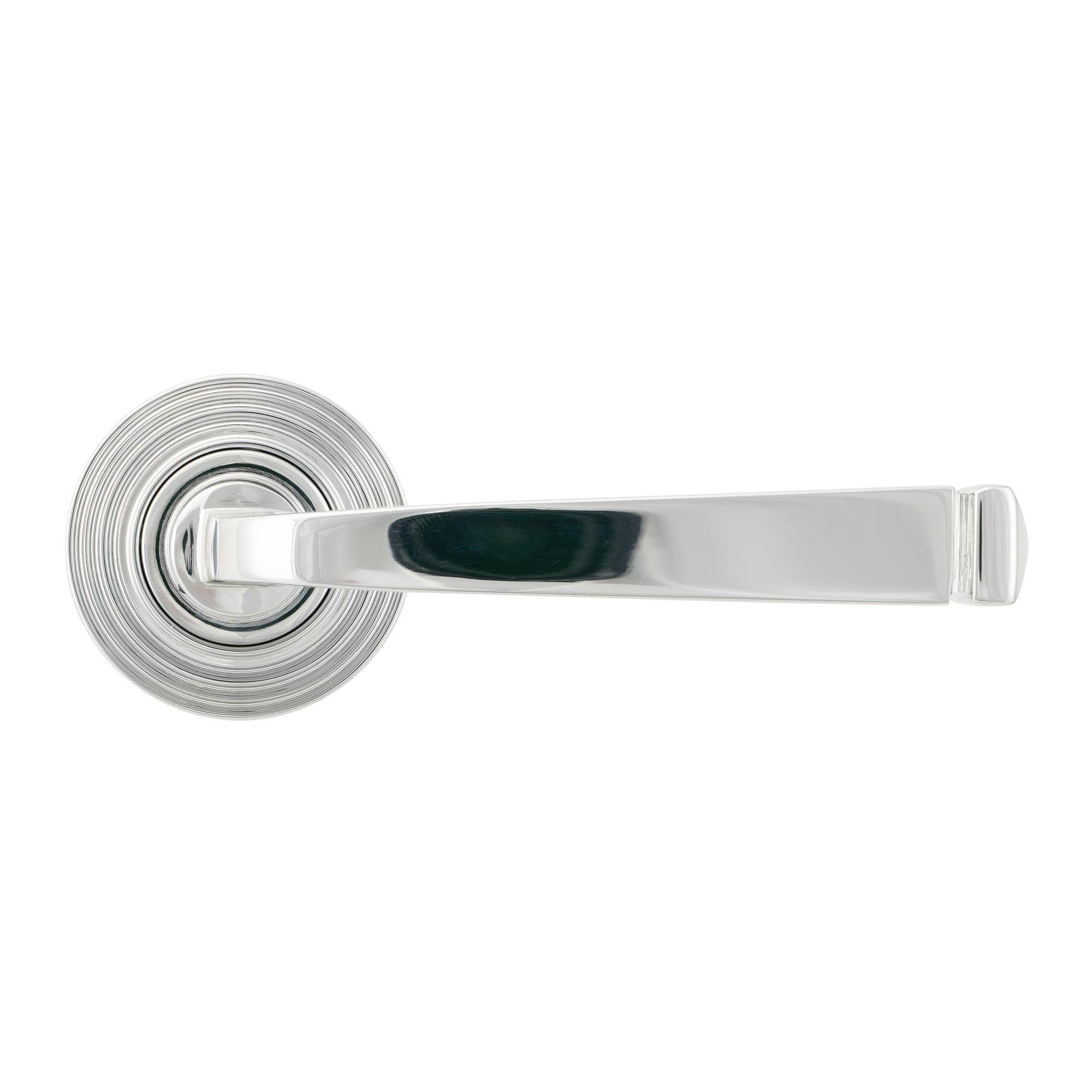 Polished Chrome Avon Round Lever on Rose Set (Beehive) - Unsprung | From The Anvil - Concealed - From The Anvil - Yester Home