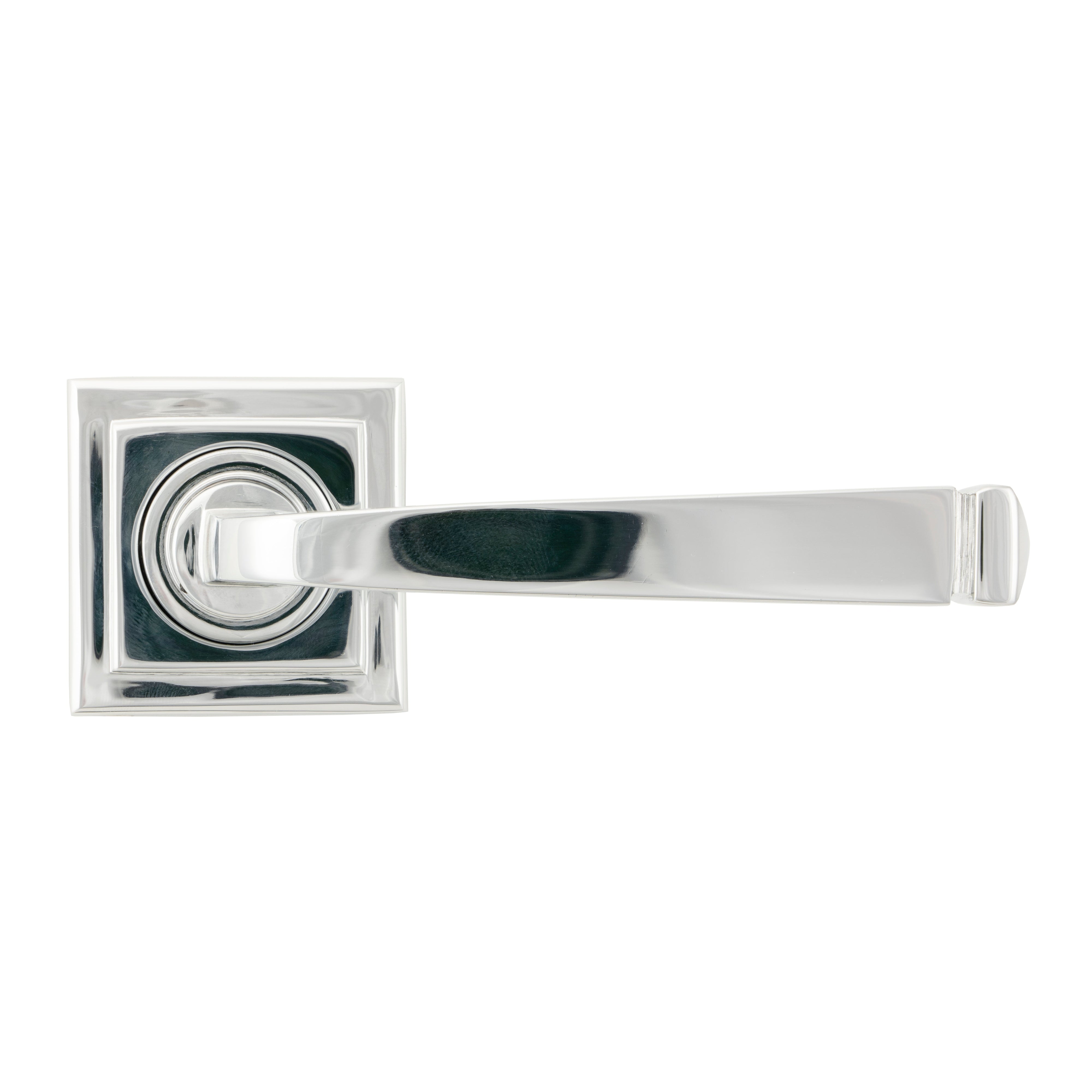Polished Chrome Avon Round Lever on Rose Set (Square) - Unsprung | From The Anvil-Concealed-Yester Home
