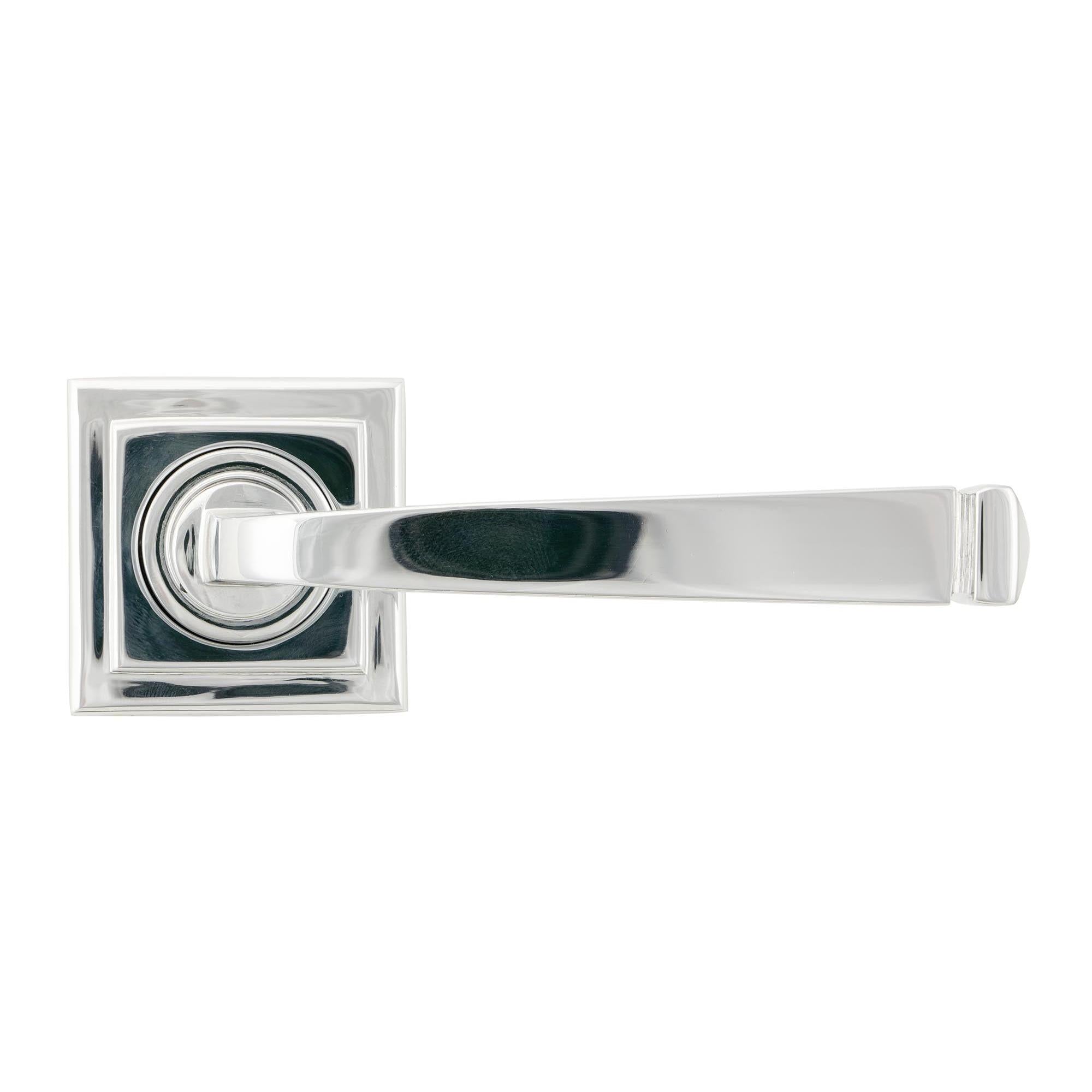 Polished Chrome Avon Round Lever on Rose Set (Square) - Unsprung | From The Anvil - Concealed - From The Anvil - Yester Home