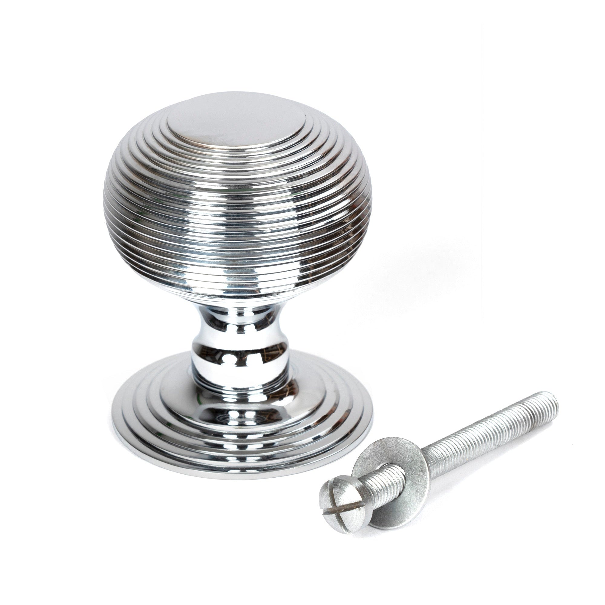 Polished Chrome Beehive Centre Door Knob | From The Anvil-Centre Door Knobs-Yester Home