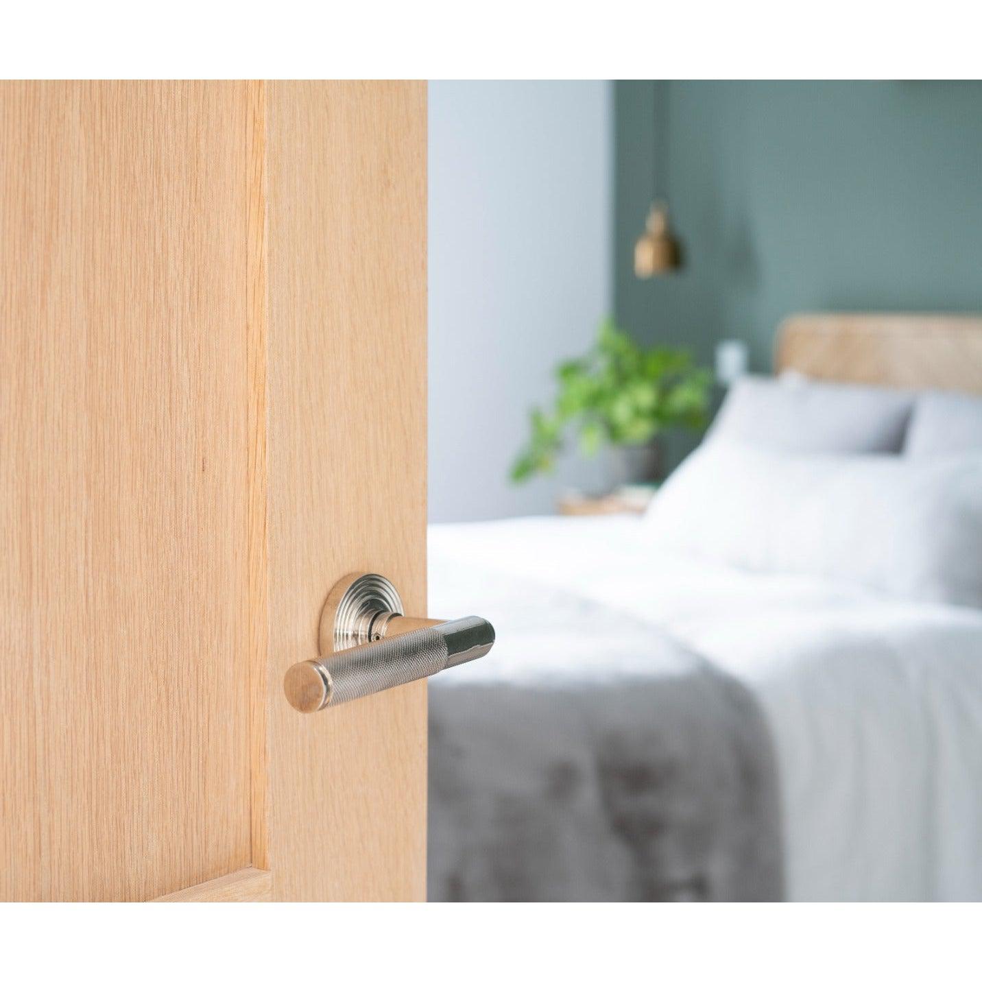 Polished Chrome Brompton Lever on Rose Set (Beehive) | From The Anvil-Concealed-Yester Home