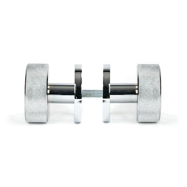 Polished Chrome Brompton Mortice/Rim Knob Set (Art Deco) | From The Anvil-Mortice Knobs-Yester Home