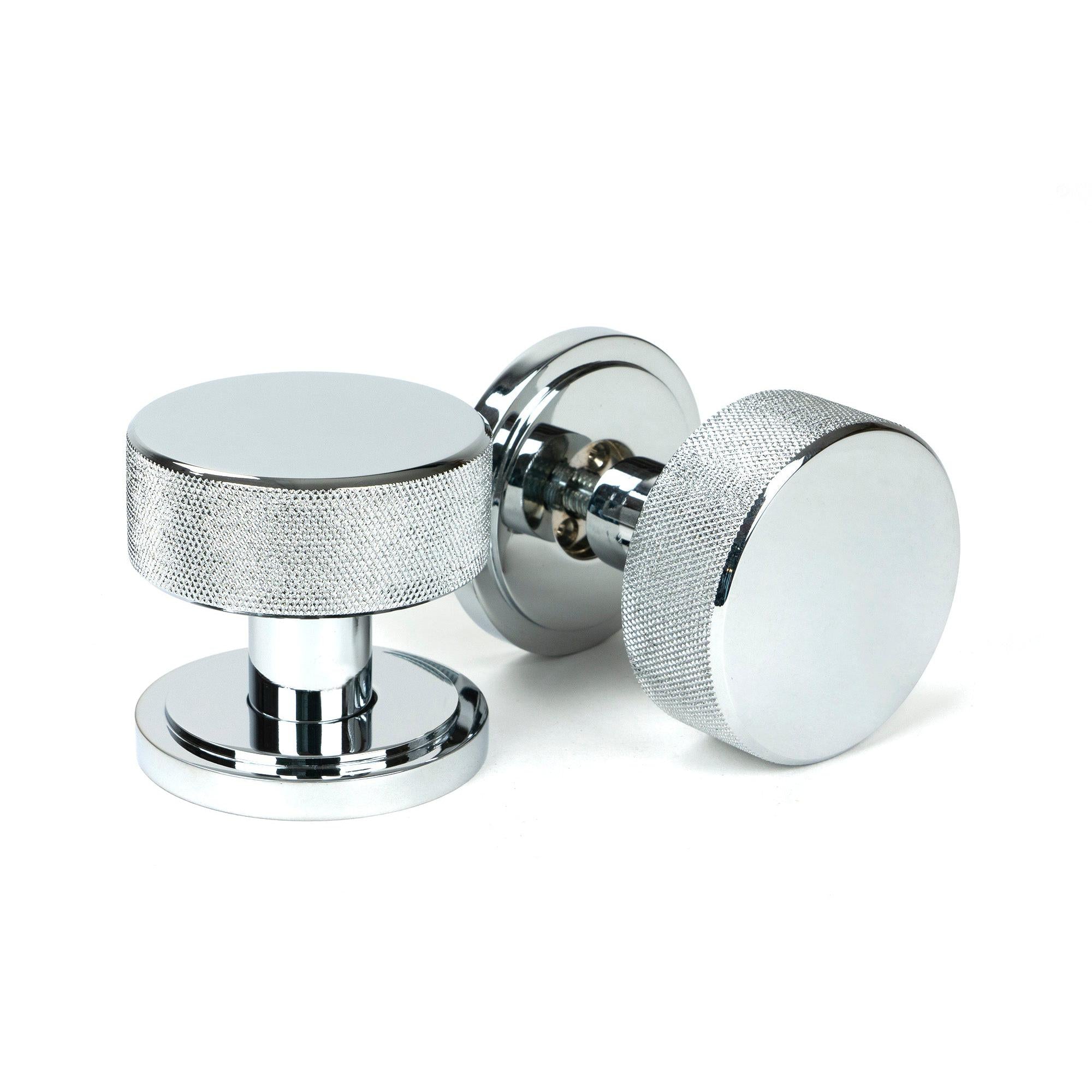 Polished Chrome Brompton Mortice/Rim Knob Set (Art Deco) | From The Anvil - Mortice Knobs - From The Anvil - Yester Home