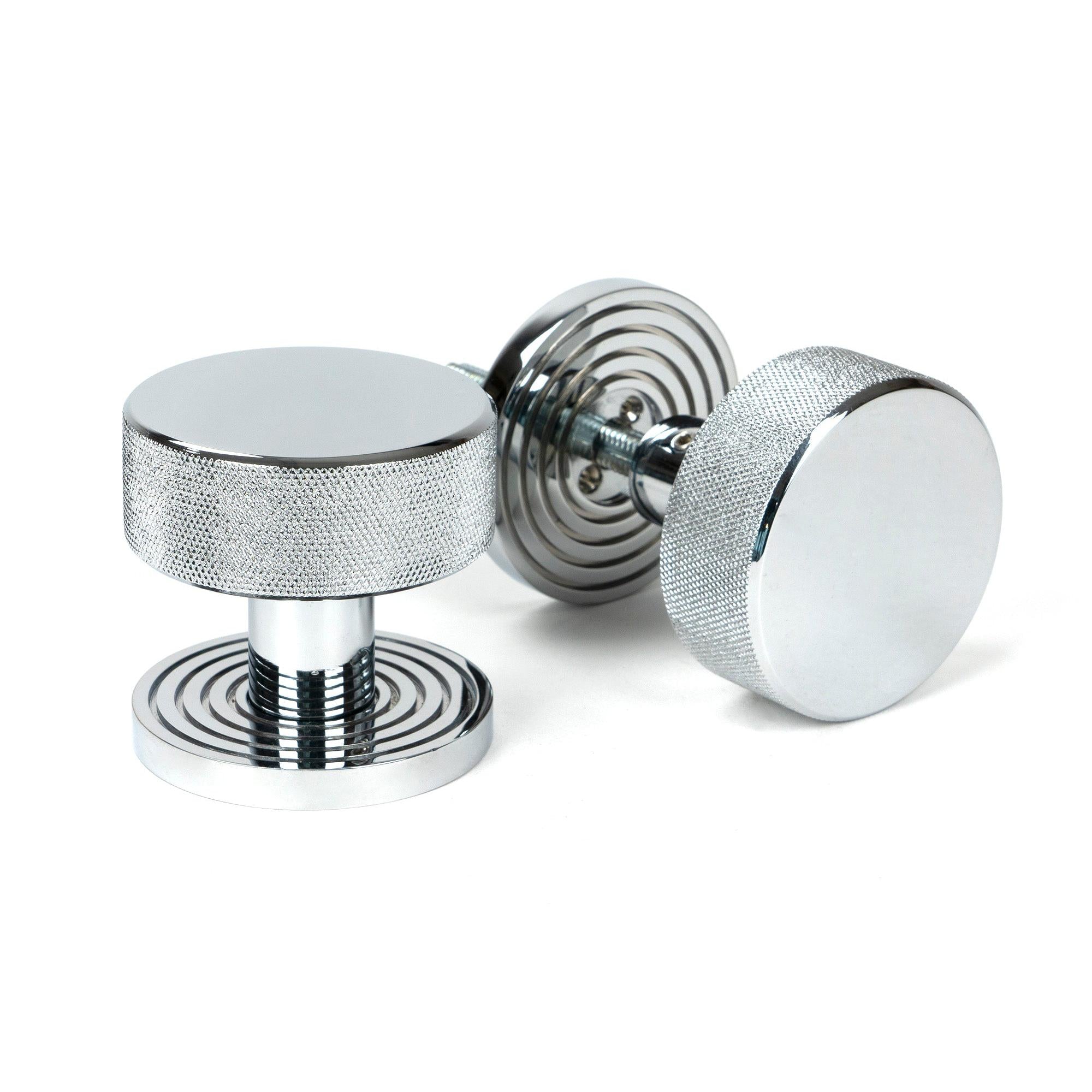 Polished Chrome Brompton Mortice/Rim Knob Set (Beehive) | From The Anvil - Mortice Knobs - From The Anvil - Yester Home