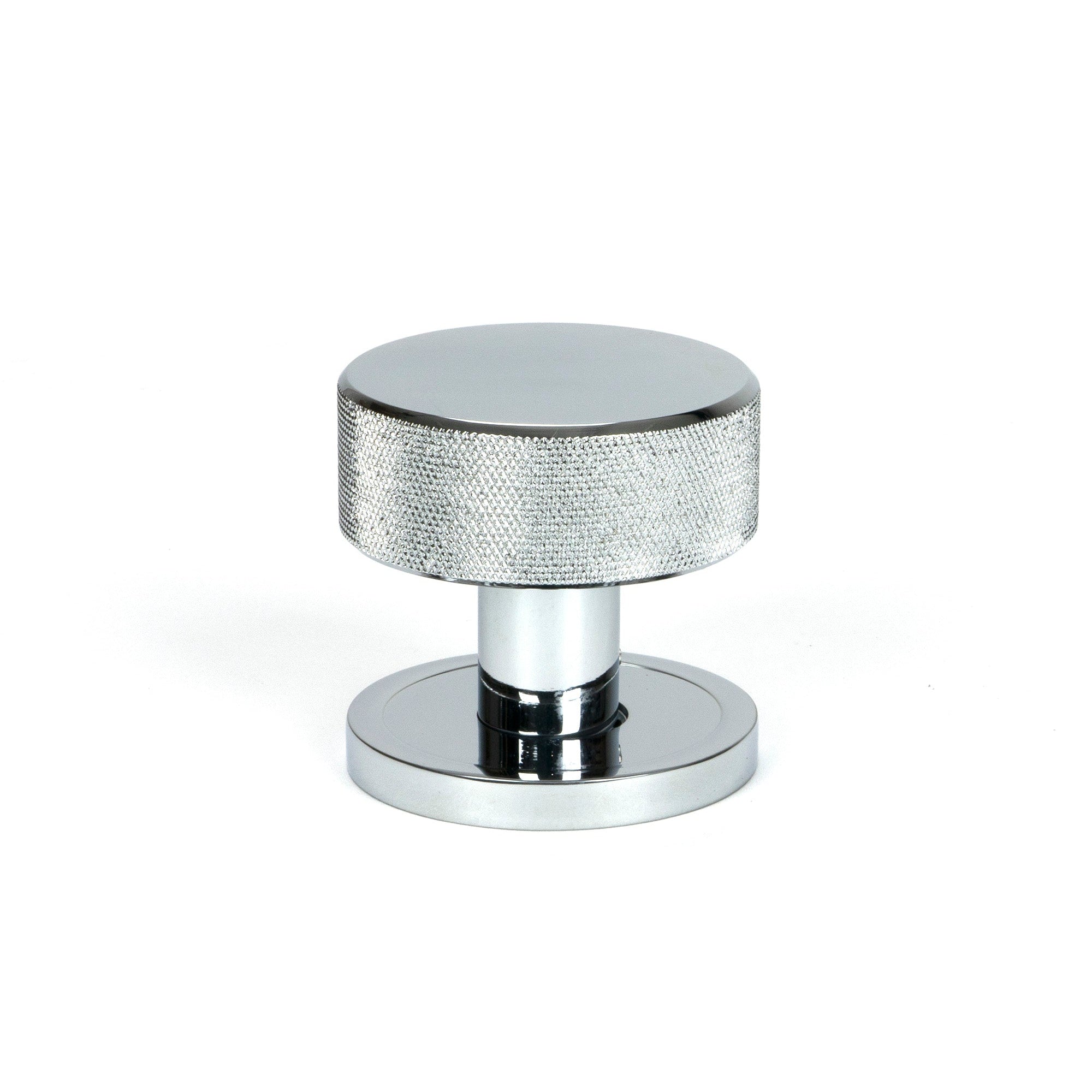 Polished Chrome Brompton Mortice/Rim Knob Set (Plain) | From The Anvil-Mortice Knobs-Yester Home