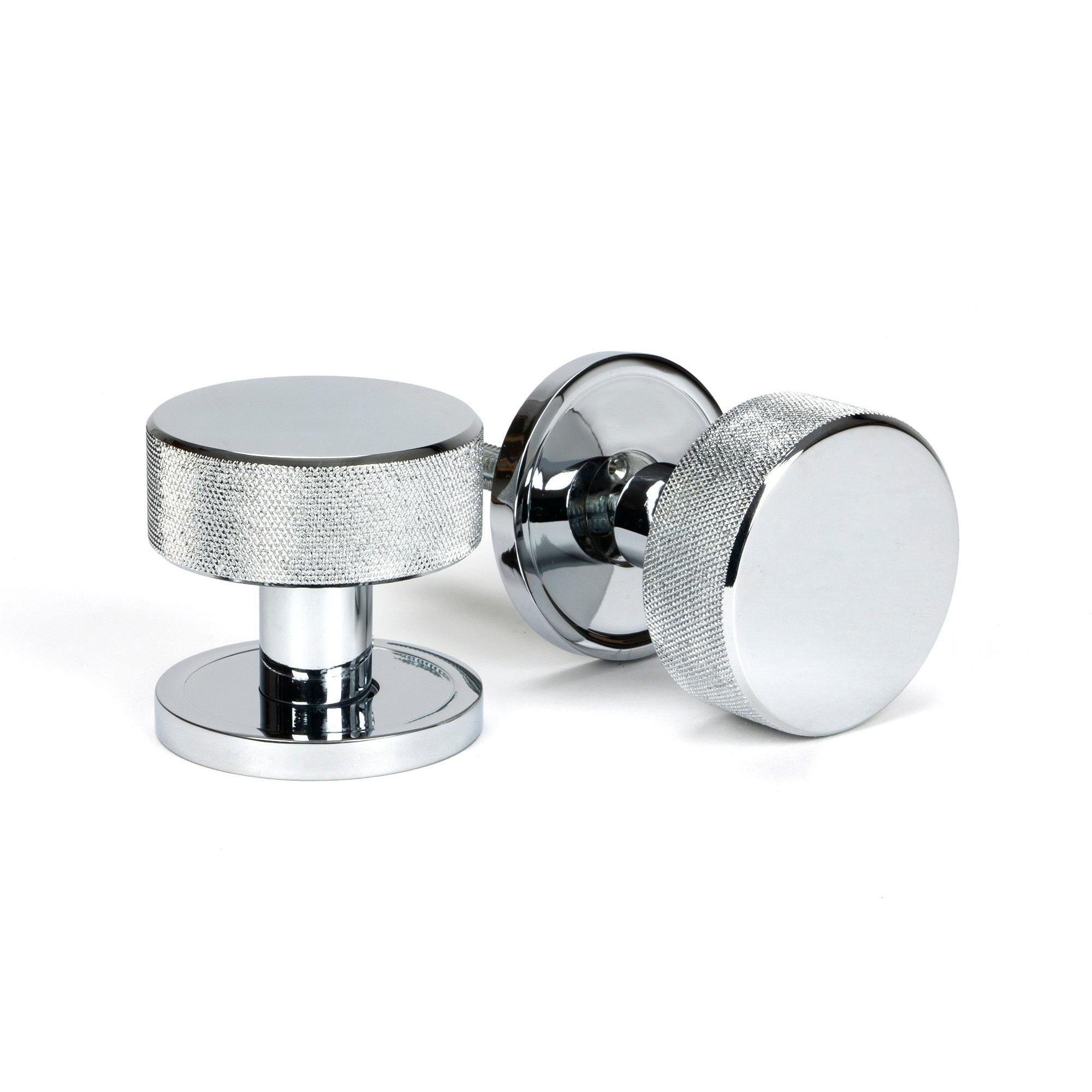 Polished Chrome Brompton Mortice/Rim Knob Set (Plain) | From The Anvil - Mortice Knobs - From The Anvil - Yester Home