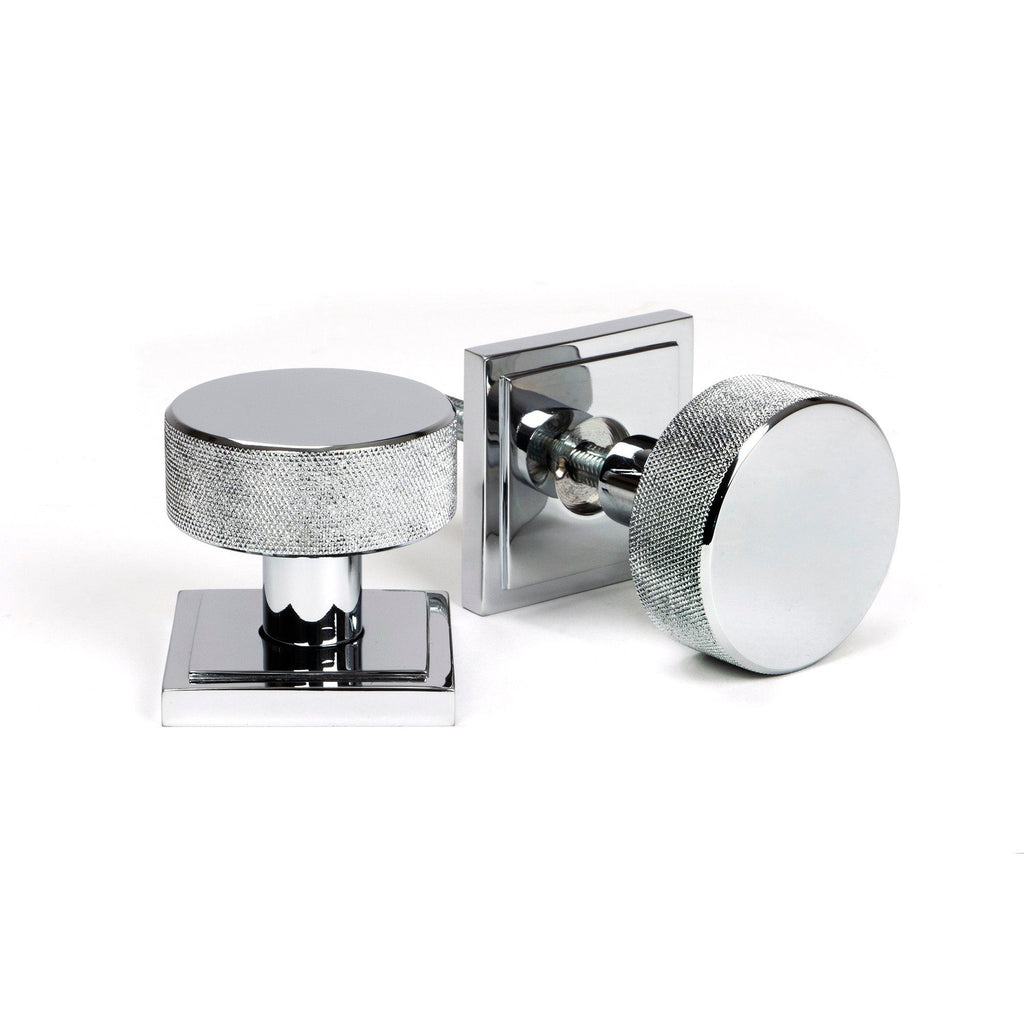Polished Chrome Brompton Mortice/Rim Knob Set (Square) | From The Anvil-Mortice Knobs-Yester Home