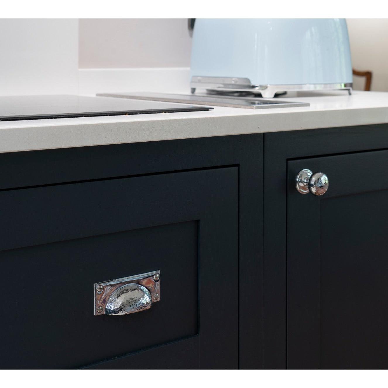 Polished Chrome Hammered Art Deco Drawer Pull | From The Anvil-Drawer Pulls-Yester Home