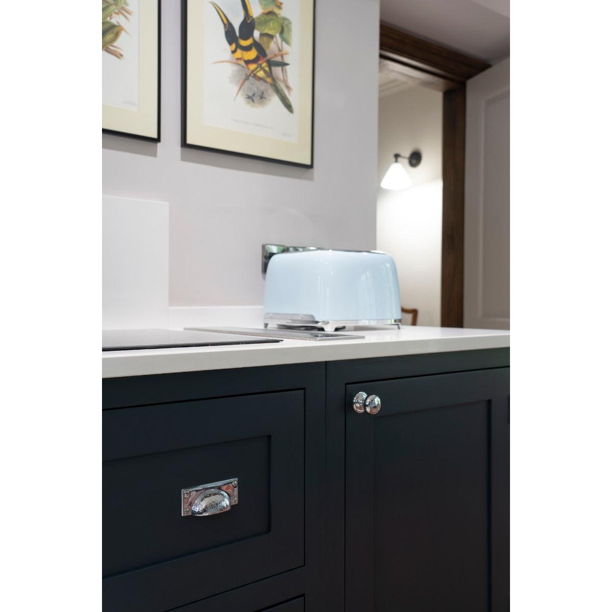 Polished Chrome Hammered Art Deco Drawer Pull | From The Anvil-Drawer Pulls-Yester Home