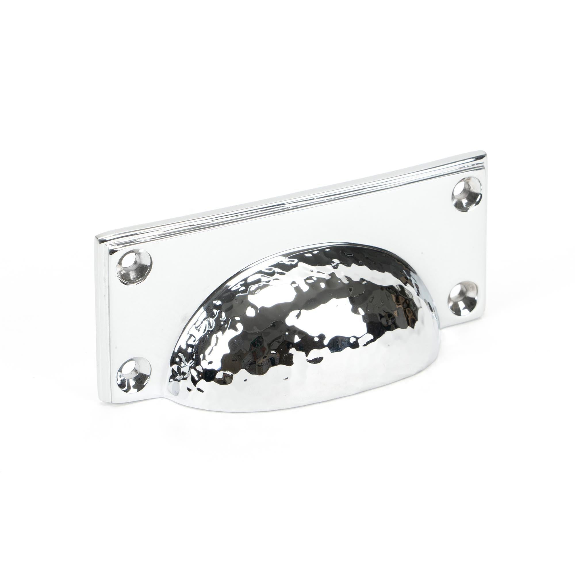 Polished Chrome Hammered Art Deco Drawer Pull | From The Anvil - Drawer Pulls - From The Anvil - Yester Home
