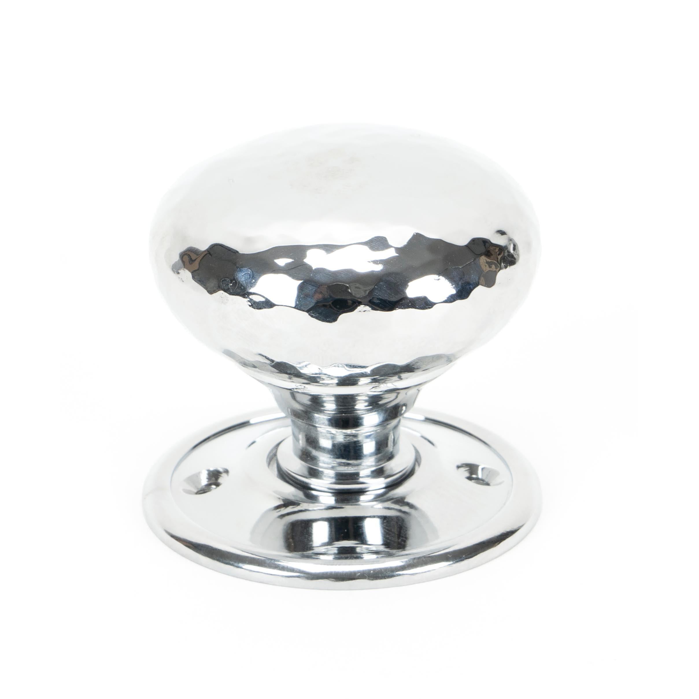 Polished Chrome Hammered Mushroom Mortice/Rim Knob Set | From The Anvil - Mortice Knobs - From The Anvil - Yester Home