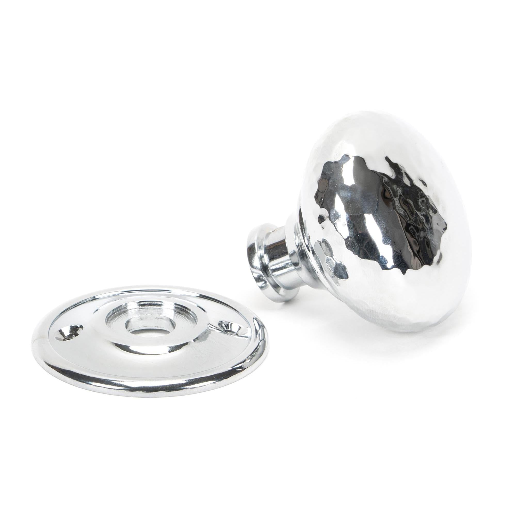 Polished Chrome Hammered Mushroom Mortice/Rim Knob Set | From The Anvil - Mortice Knobs - From The Anvil - Yester Home