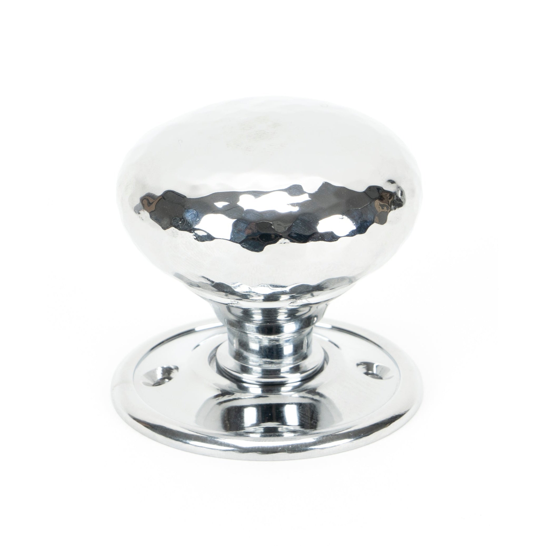 Polished Chrome Hammered Mushroom Mortice/Rim Knob Set | From The Anvil-Mortice Knobs-Yester Home
