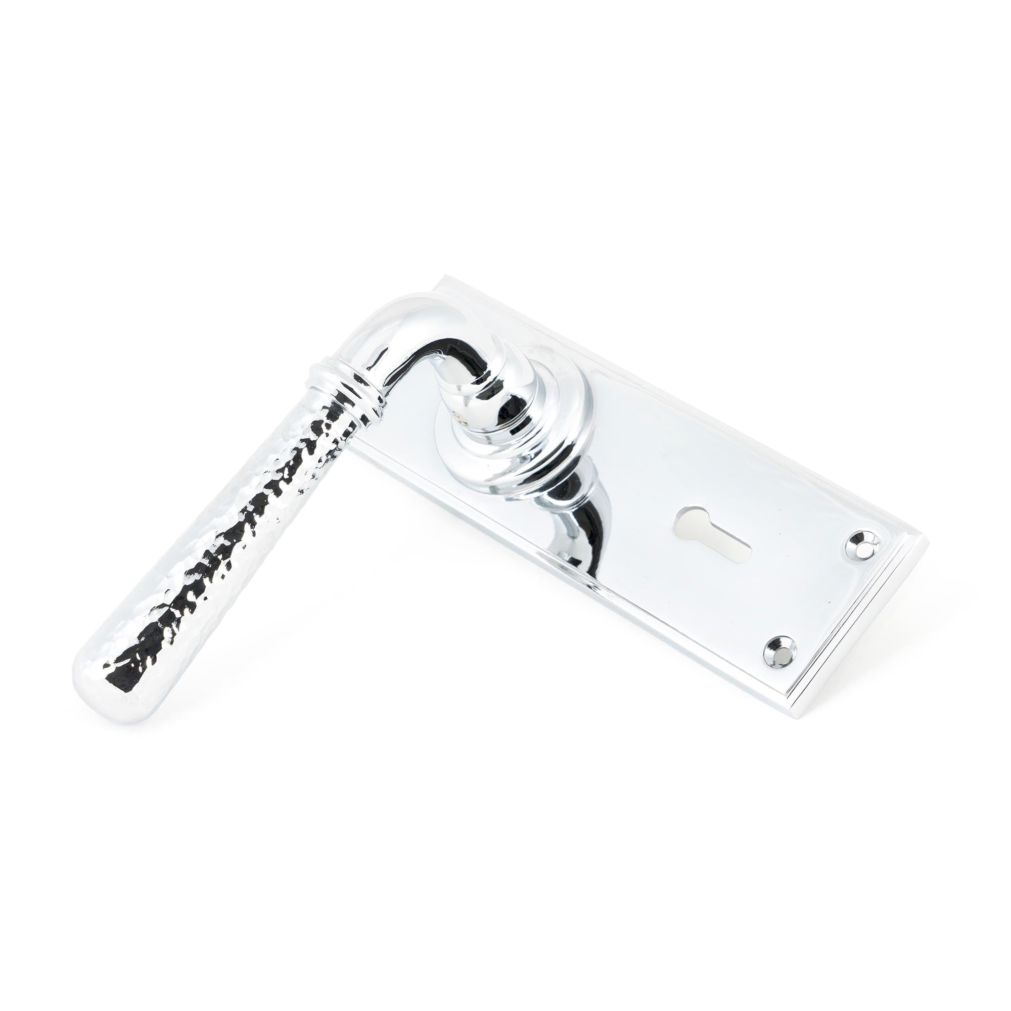 Polished Chrome Hammered Newbury Lever Lock Set | From The Anvil - Lever Lock - From The Anvil - Yester Home