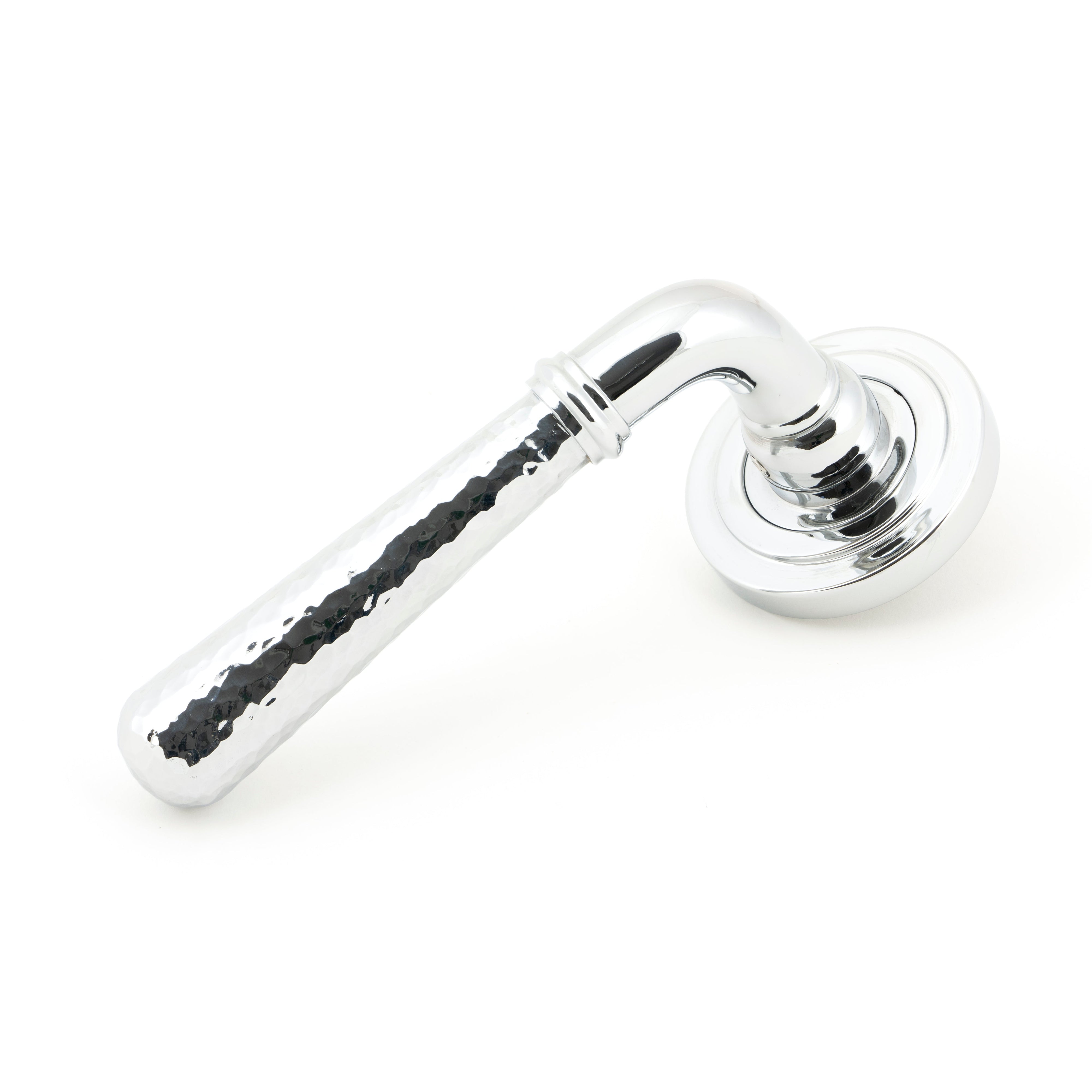 Polished Chrome Hammered Newbury Lever on Rose Set (Art Deco) | From The Anvil-Concealed-Yester Home