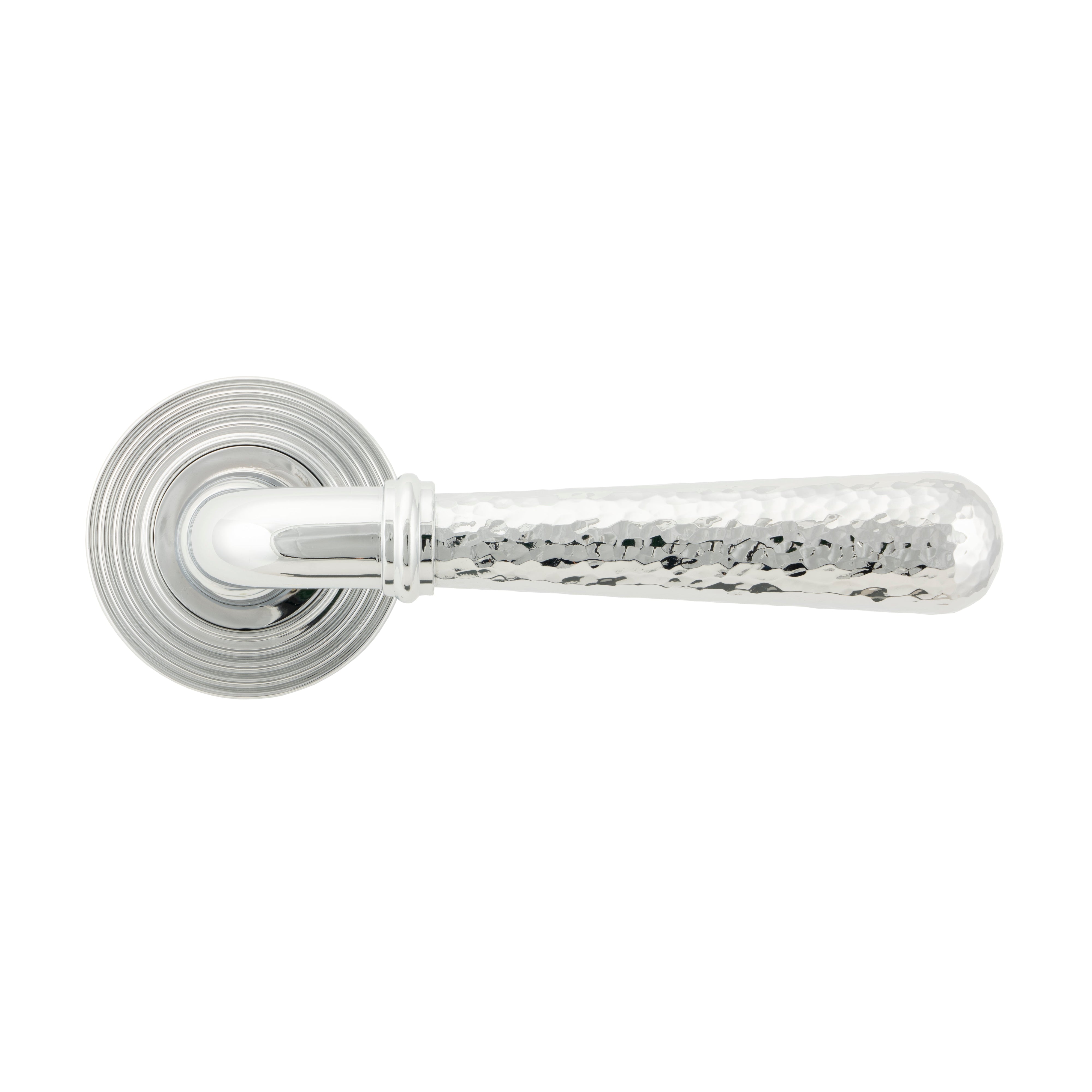Polished Chrome Hammered Newbury Lever on Rose Set (Beehive) - Unsprung | From The Anvil-Concealed-Yester Home