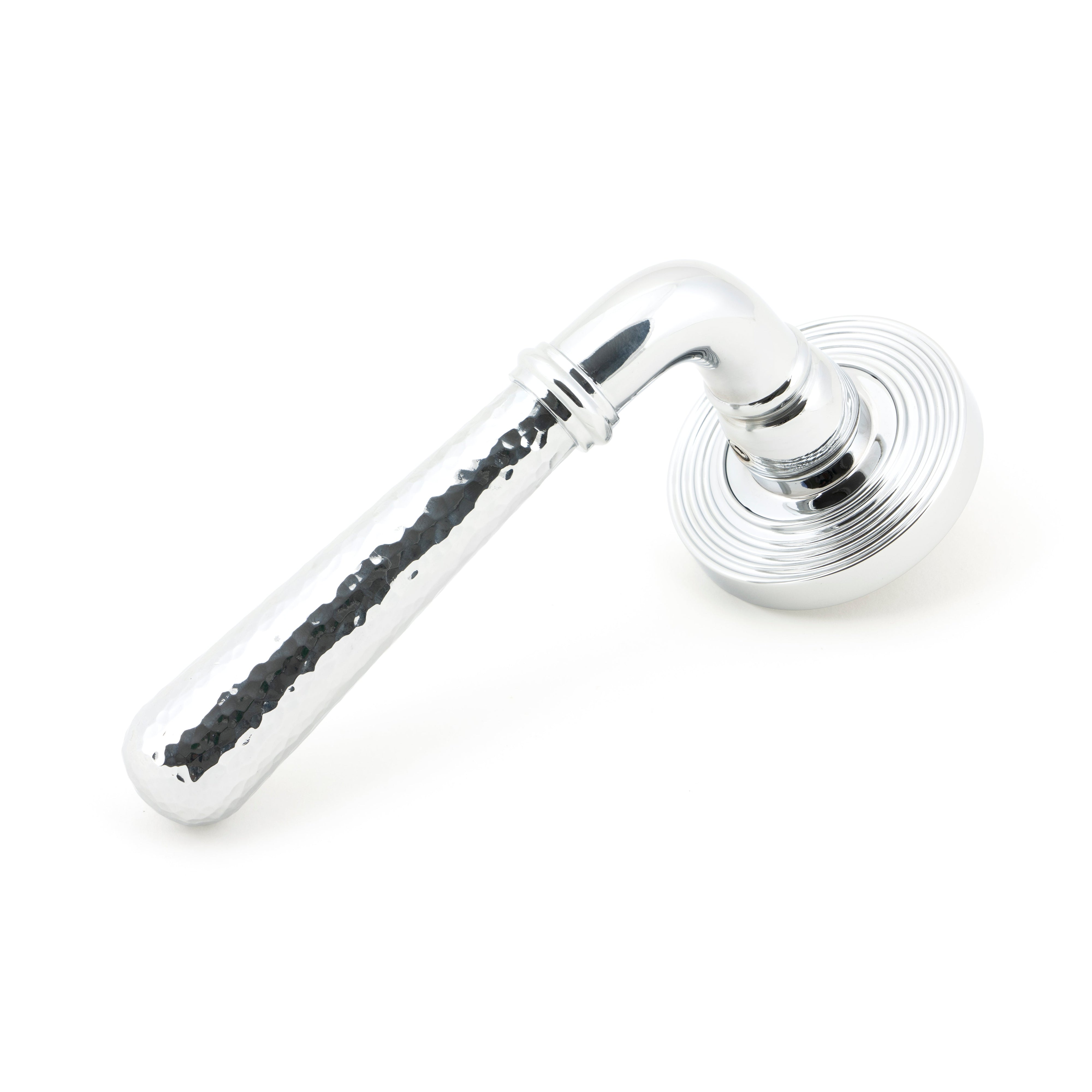 Polished Chrome Hammered Newbury Lever on Rose Set (Beehive) - Unsprung | From The Anvil-Concealed-Yester Home