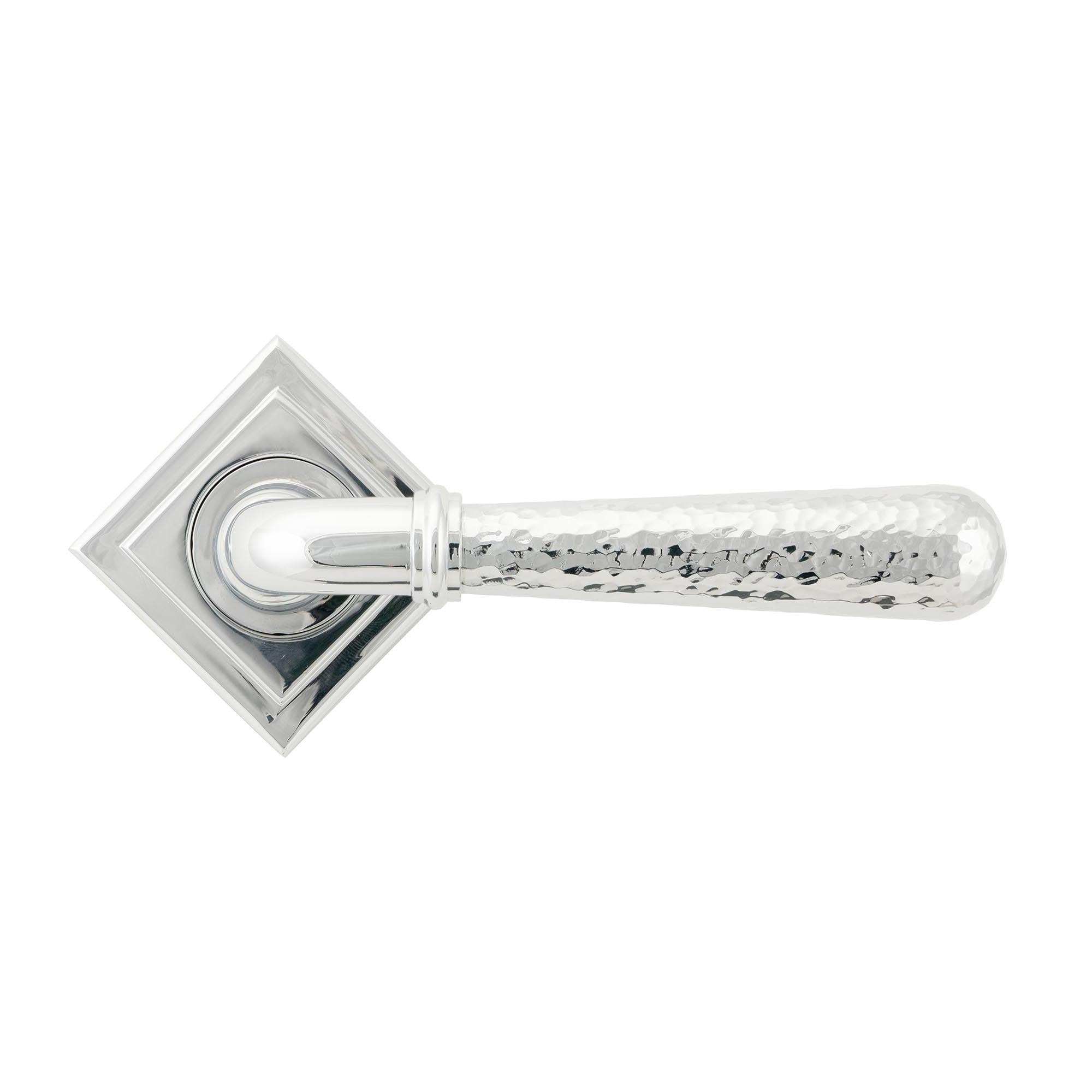 Polished Chrome Hammered Newbury Lever on Rose Set (Square) - Unsprung | From The Anvil - Concealed - From The Anvil - Yester Home