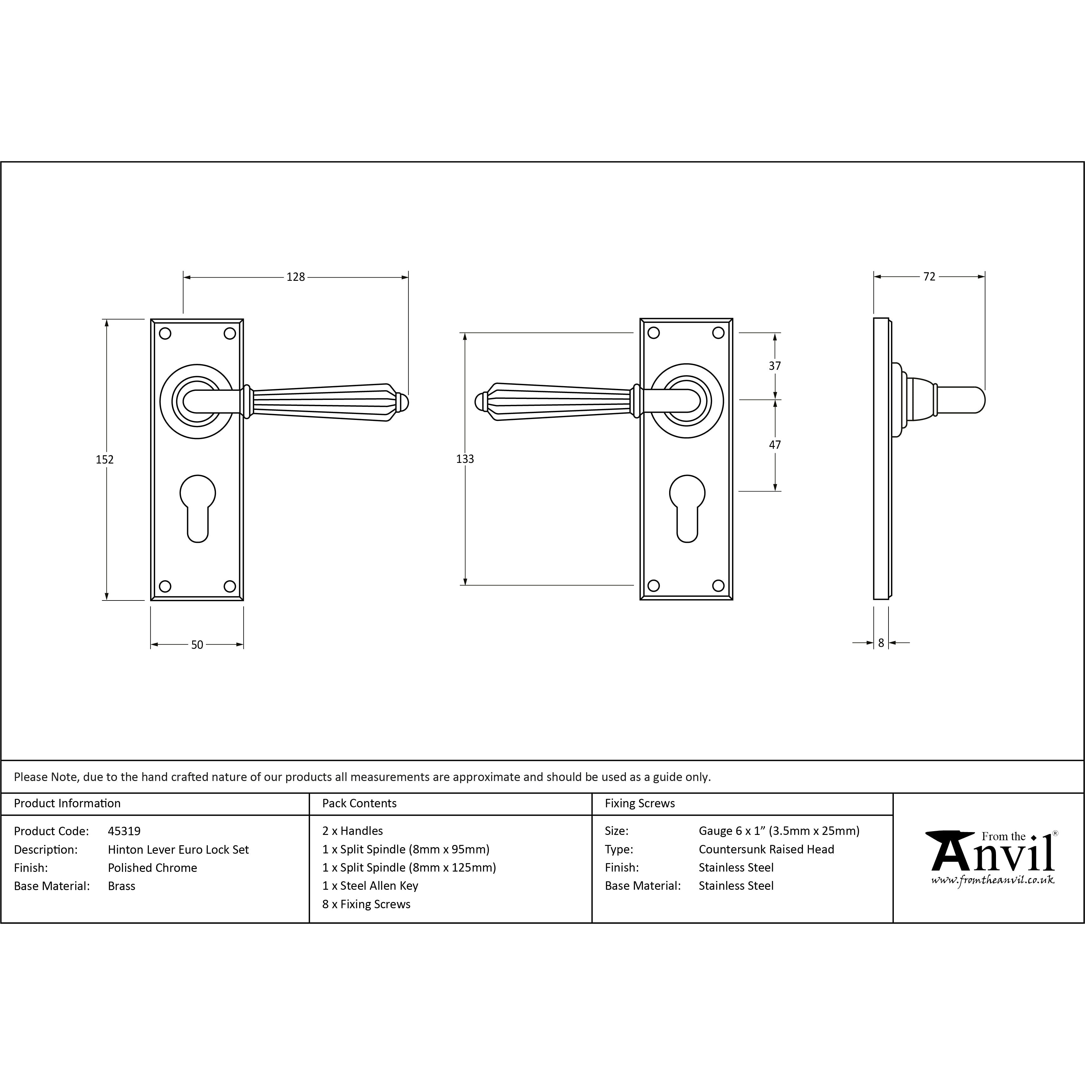 Polished Chrome Hinton Lever Euro Lock Set | From The Anvil-Lever Euro-Yester Home