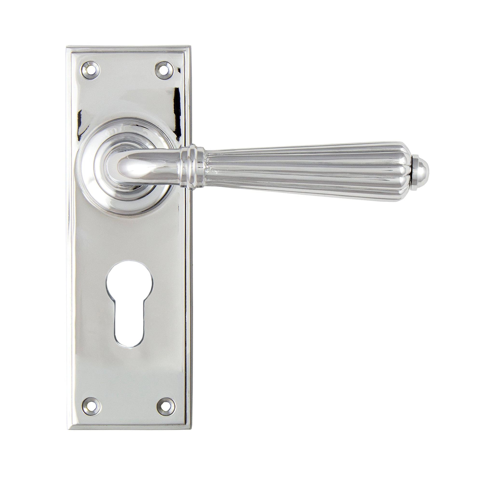 Polished Chrome Hinton Lever Euro Lock Set | From The Anvil - Lever Euro - From The Anvil - Yester Home