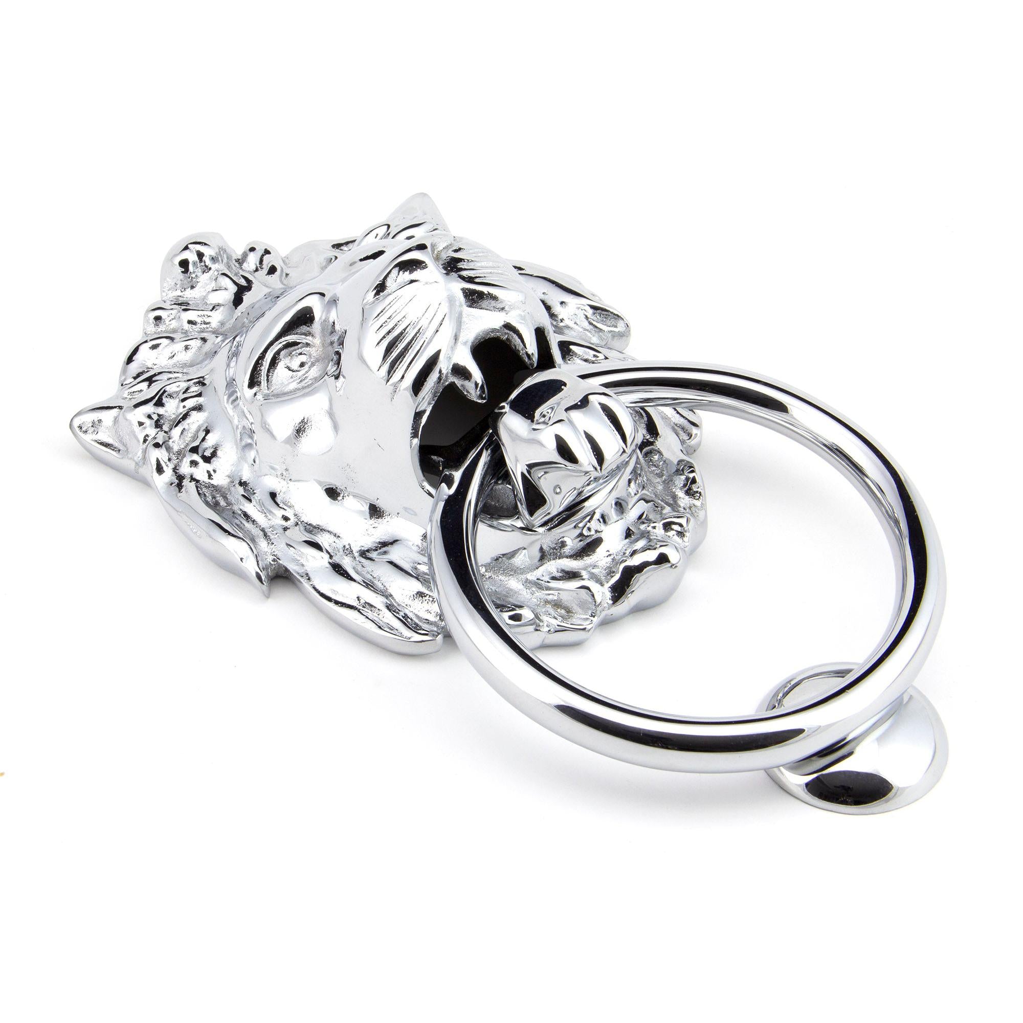Polished Chrome Lion Head Door Knocker | From The Anvil - Bolt-Through Door Knockers - From The Anvil - Yester Home
