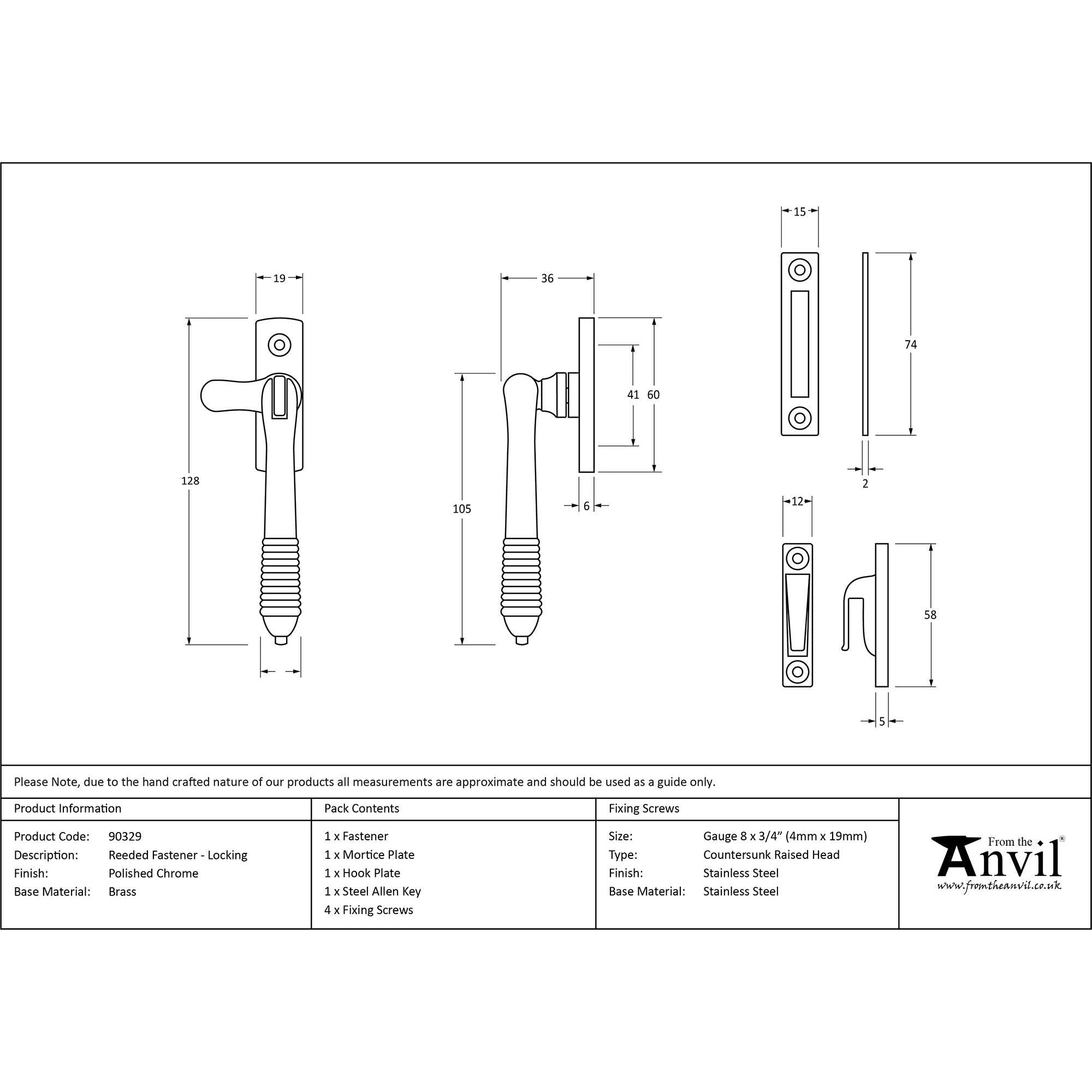 Polished Chrome Locking Reeded Fastener | From The Anvil - Locking Fasteners - From The Anvil - Yester Home