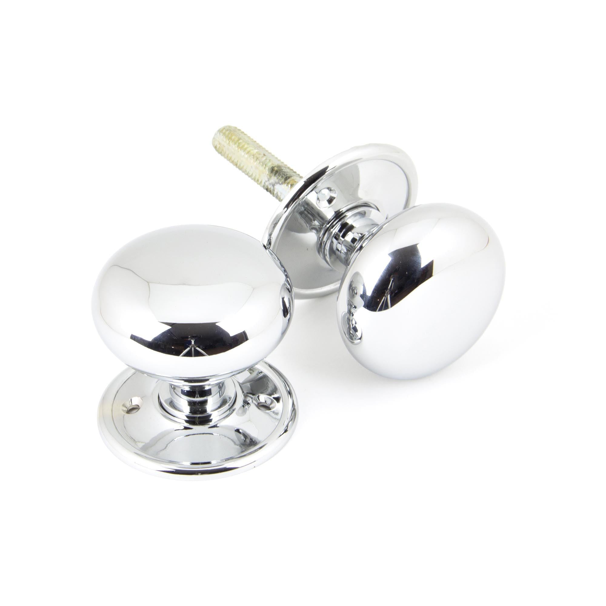 Polished Chrome Mushroom Mortice/Rim Knob Set | From The Anvil - Mortice Knobs - From The Anvil - Yester Home
