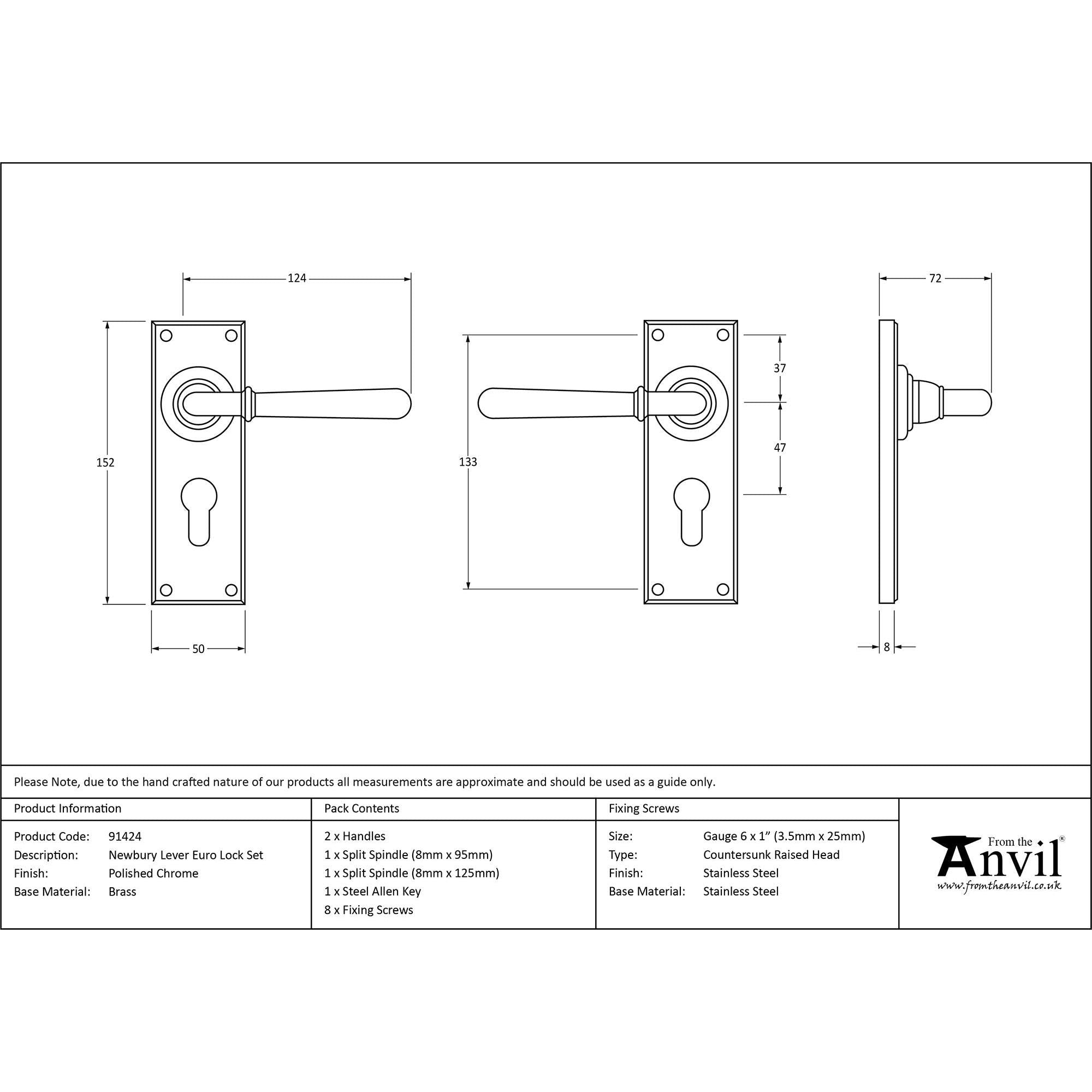 Polished Chrome Newbury Lever Euro Lock Set | From The Anvil - Lever Euro - From The Anvil - Yester Home