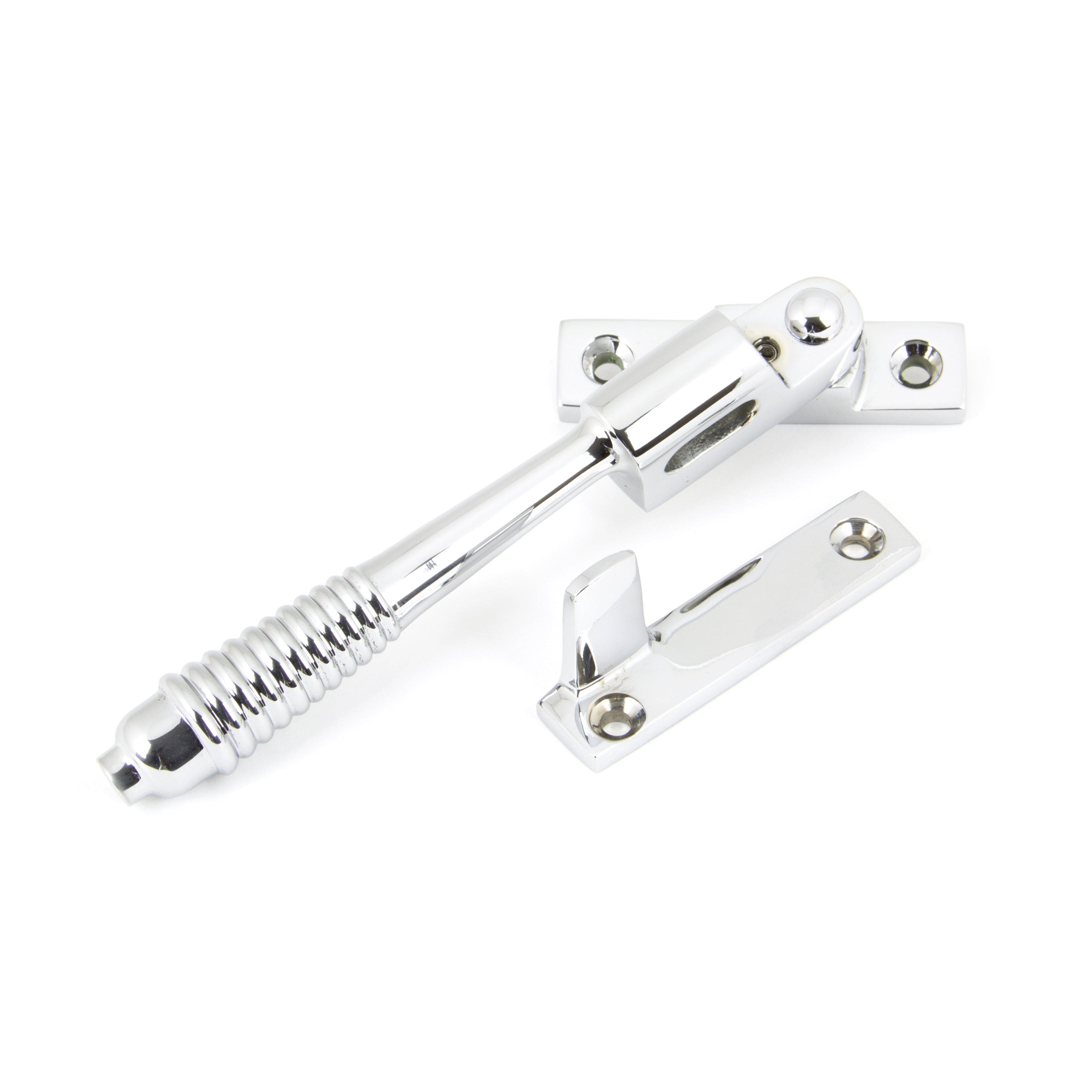 Polished Chrome Night-Vent Locking Reeded Fastener | From The Anvil-Night-Vent Fasteners-Yester Home