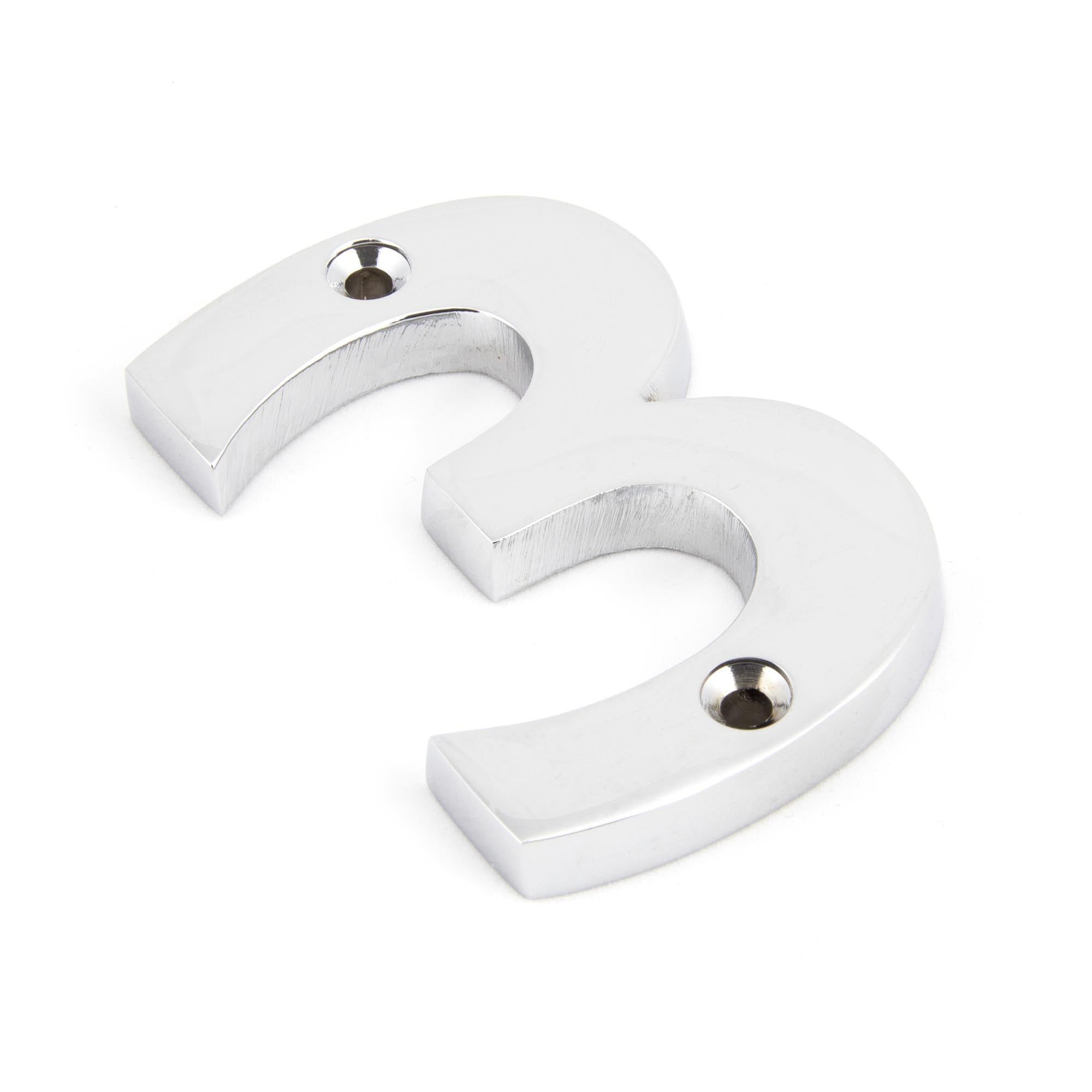 Polished Chrome Numeral 3 | From The Anvil - Numerals - From The Anvil - Yester Home