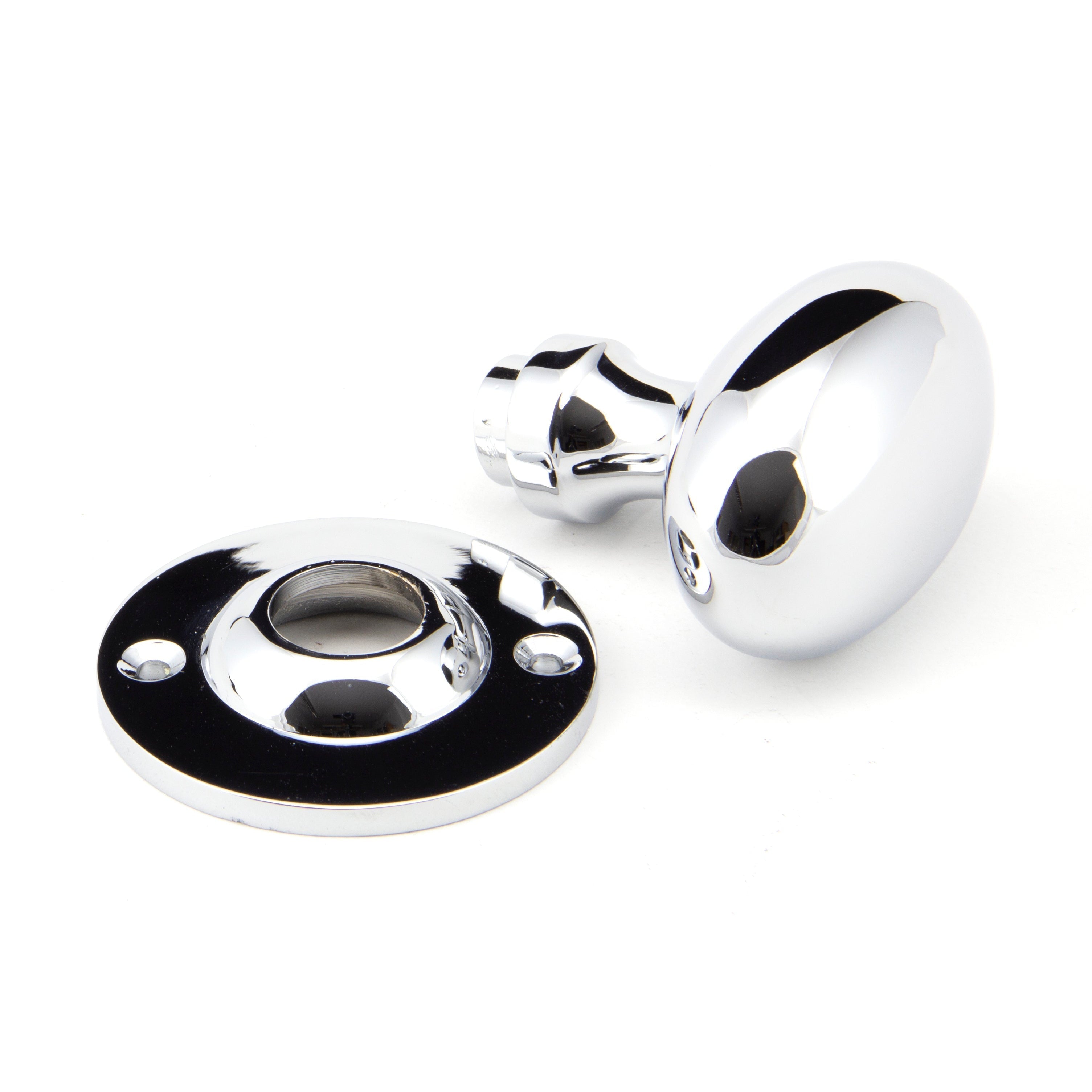 Polished Chrome Oval Mortice/Rim Knob Set | From The Anvil-Mortice Knobs-Yester Home
