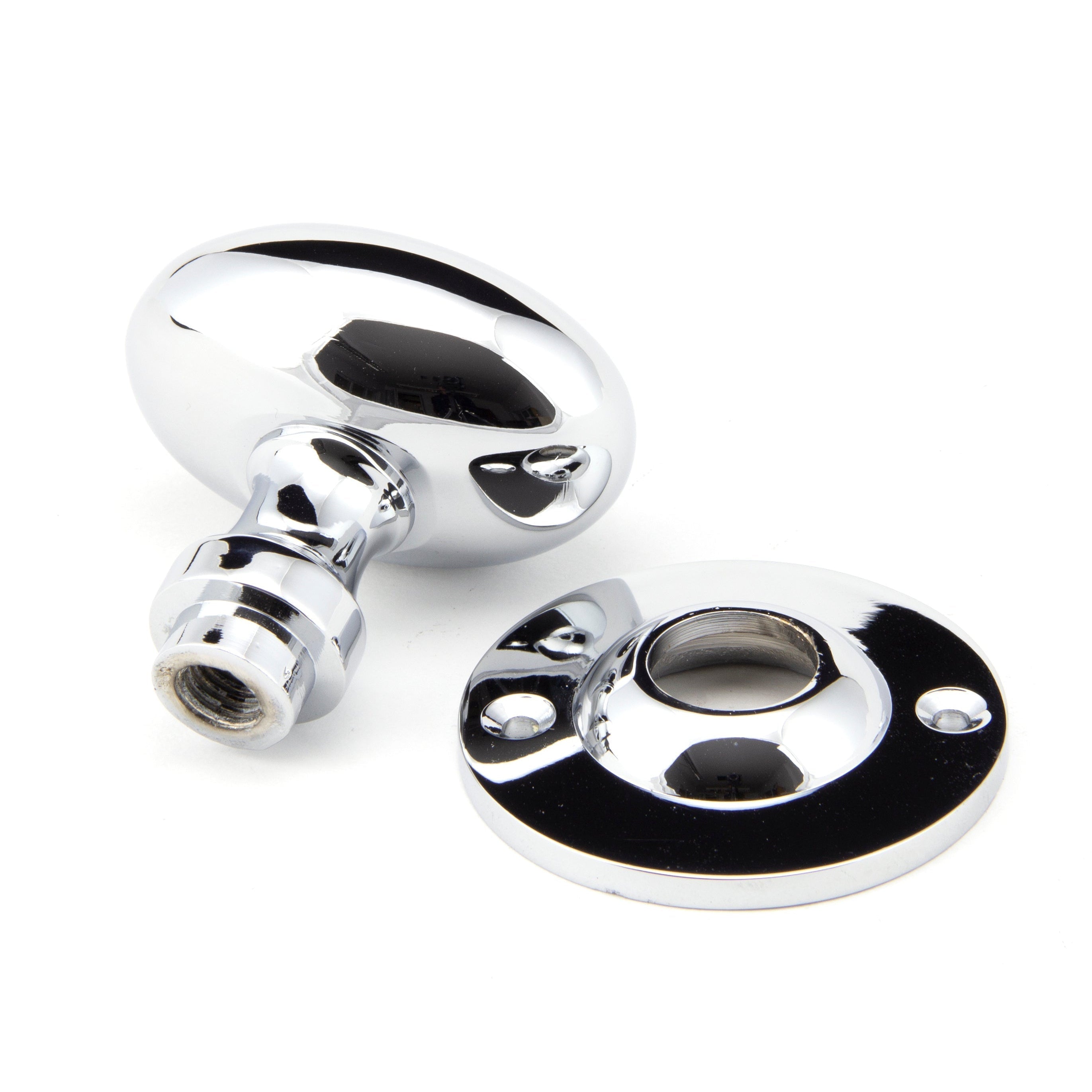 Polished Chrome Oval Mortice/Rim Knob Set | From The Anvil-Mortice Knobs-Yester Home