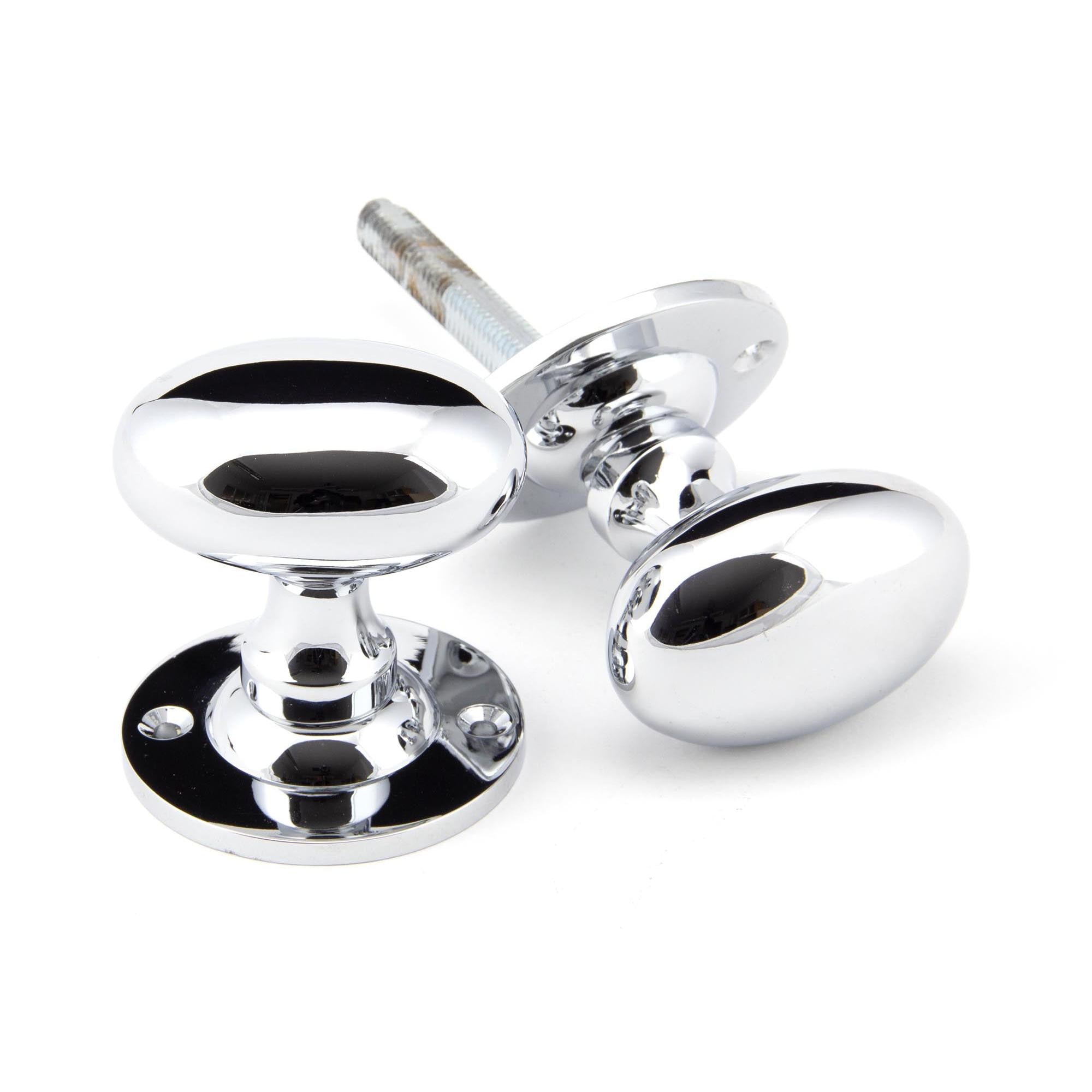Polished Chrome Oval Mortice/Rim Knob Set | From The Anvil - Mortice Knobs - From The Anvil - Yester Home