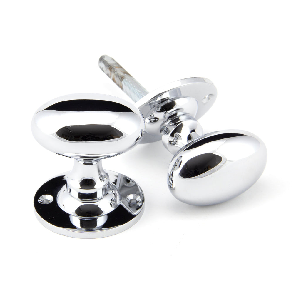 Polished Chrome Oval Mortice/Rim Knob Set | From The Anvil-Mortice Knobs-Yester Home