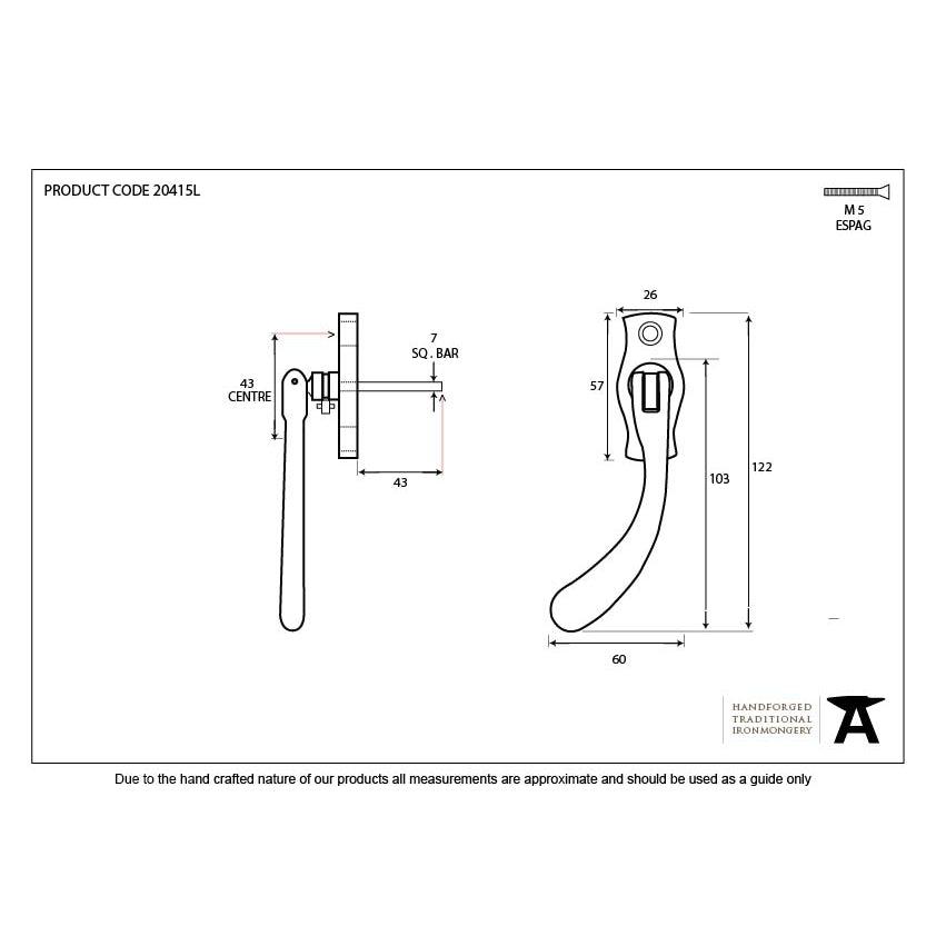 Polished Chrome Peardrop Espag - LH | From The Anvil-Espag. Fasteners-Yester Home