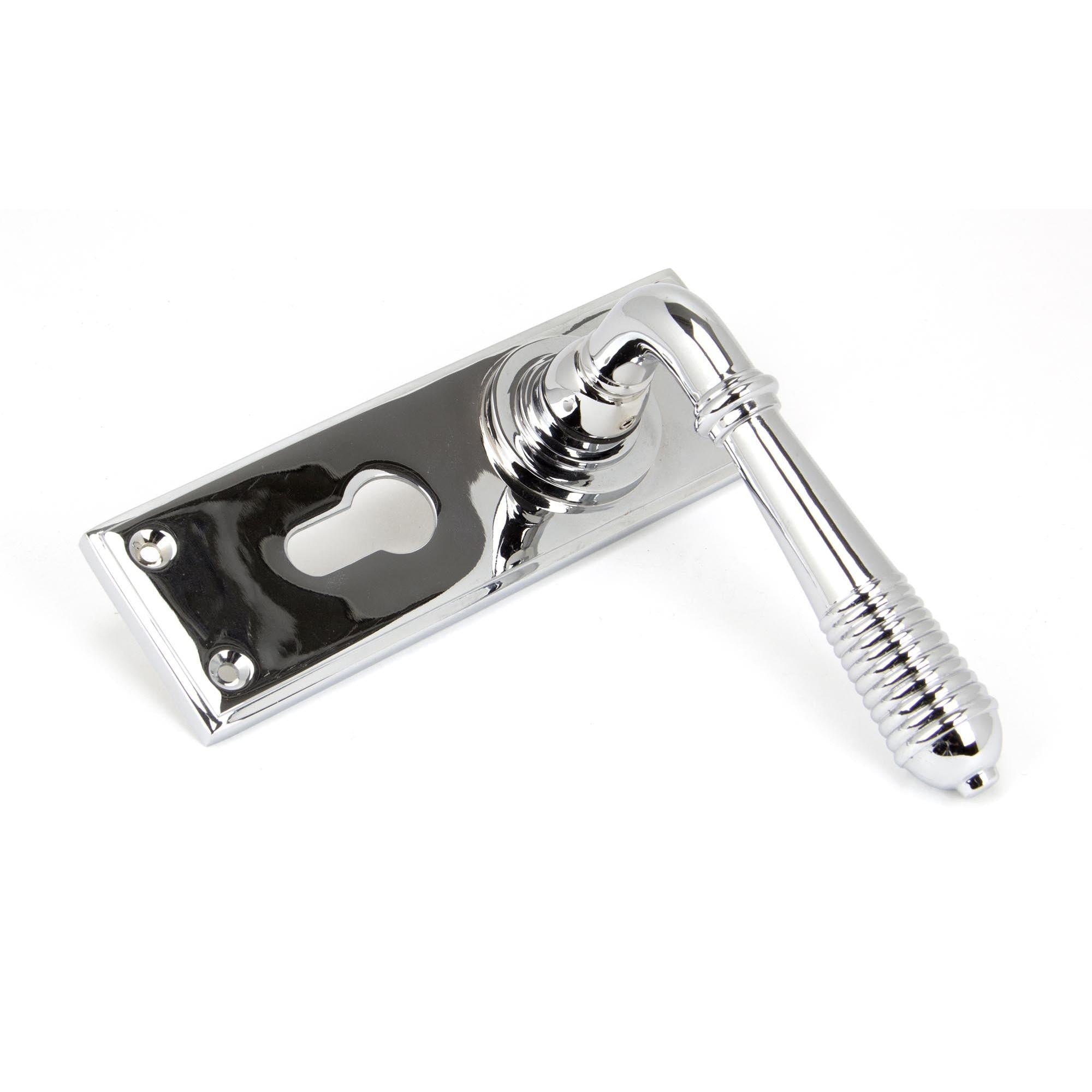 Polished Chrome Reeded Lever Euro Lock Set | From The Anvil - Lever Euro - From The Anvil - Yester Home