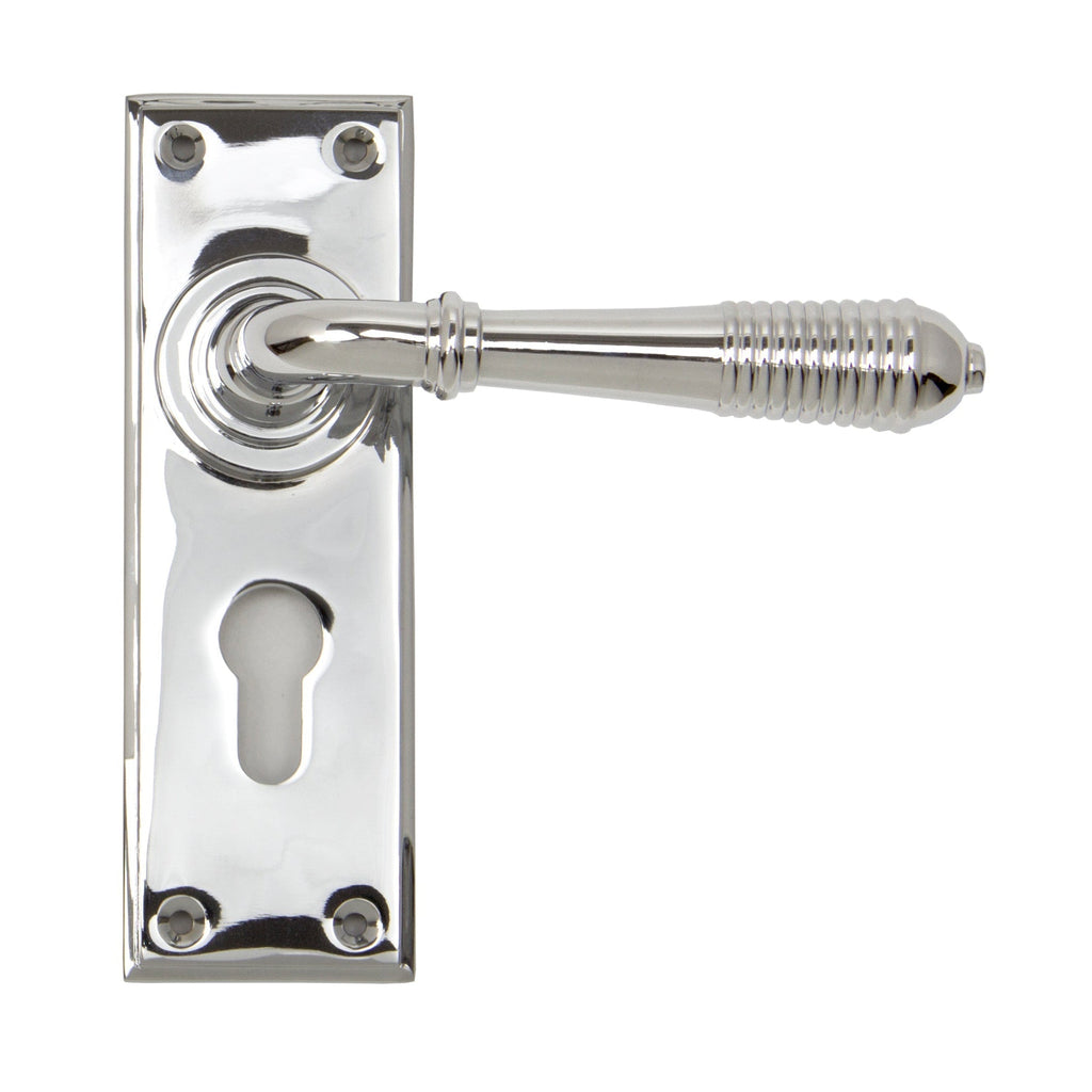 Polished Chrome Reeded Lever Euro Lock Set | From The Anvil-Lever Euro-Yester Home