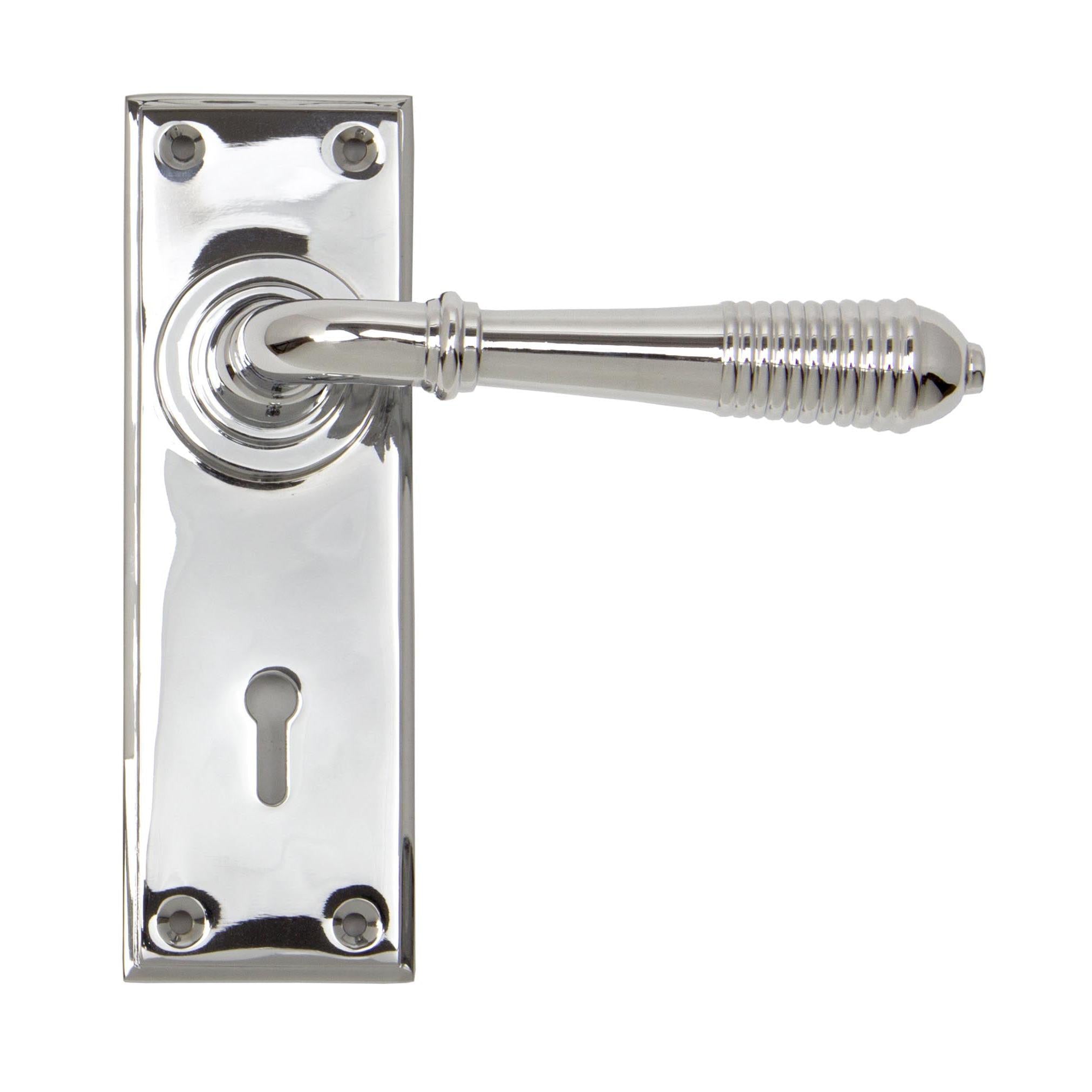 Polished Chrome Reeded Lever Lock Set | From The Anvil - Lever Lock - From The Anvil - Yester Home