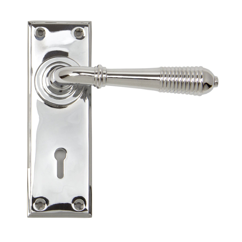 Polished Chrome Reeded Lever Lock Set | From The Anvil-Lever Lock-Yester Home