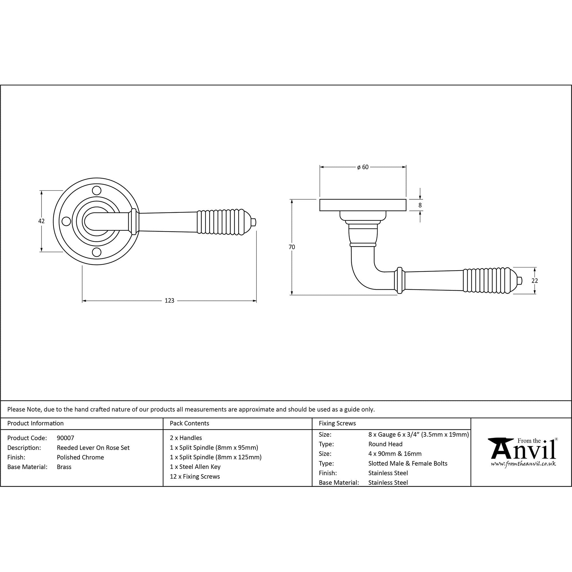 Polished Chrome Reeded Lever on Rose Set | From The Anvil - Lever on Rose - From The Anvil - Yester Home