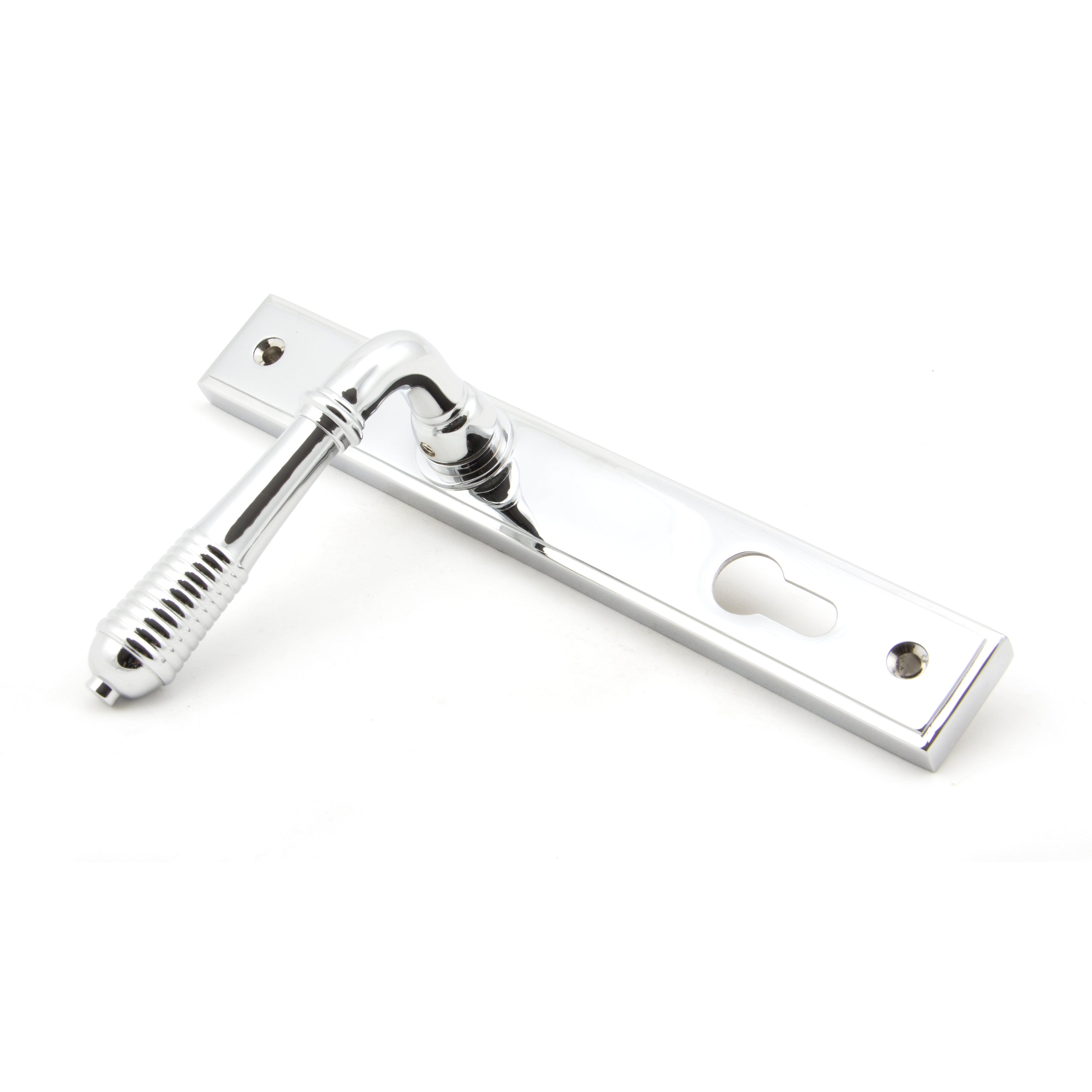 Polished Chrome Reeded Slimline Lever Espag. Lock Set | From The Anvil-Espagnolette-Yester Home