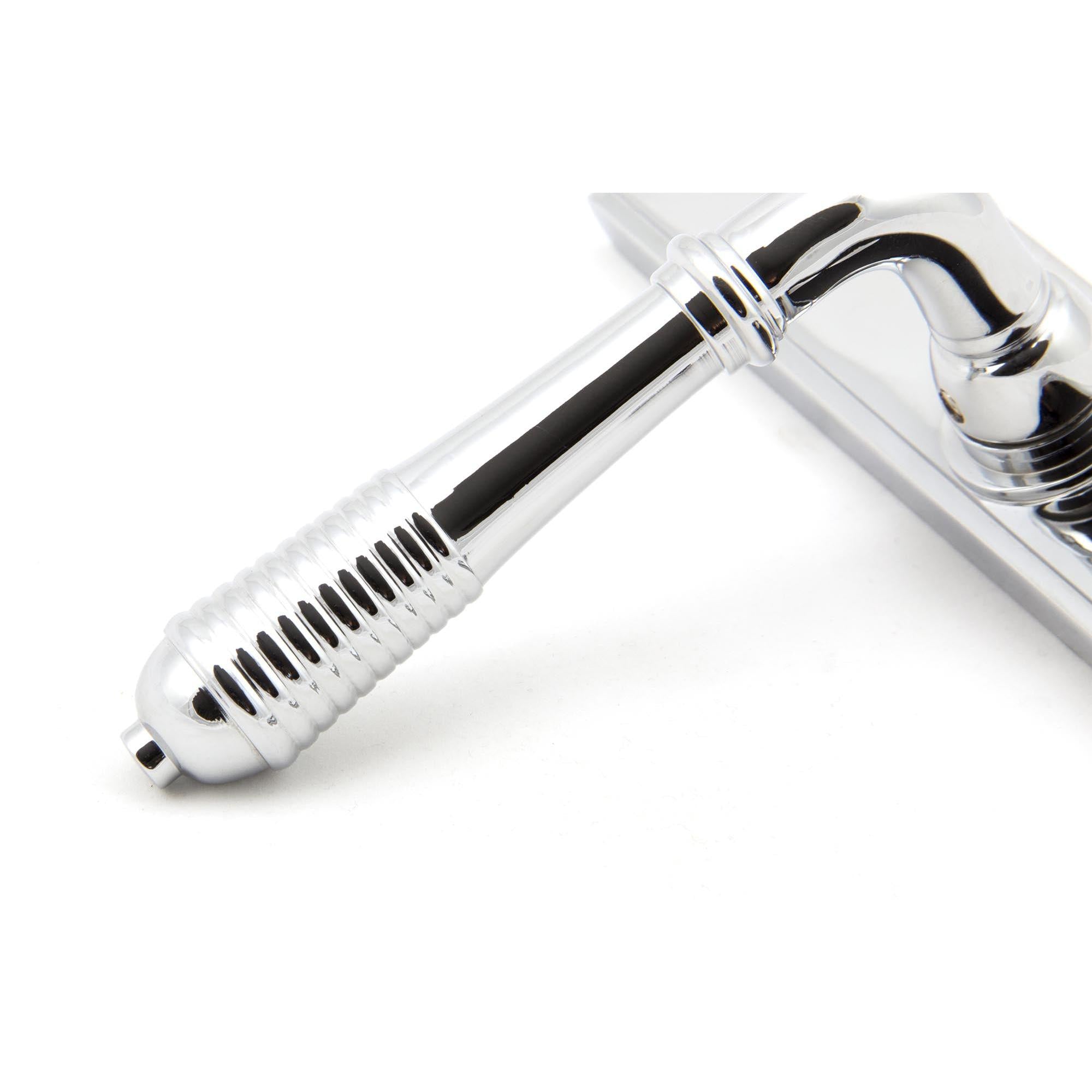 Polished Chrome Reeded Slimline Lever Latch Set | From The Anvil - Espagnolette - From The Anvil - Yester Home