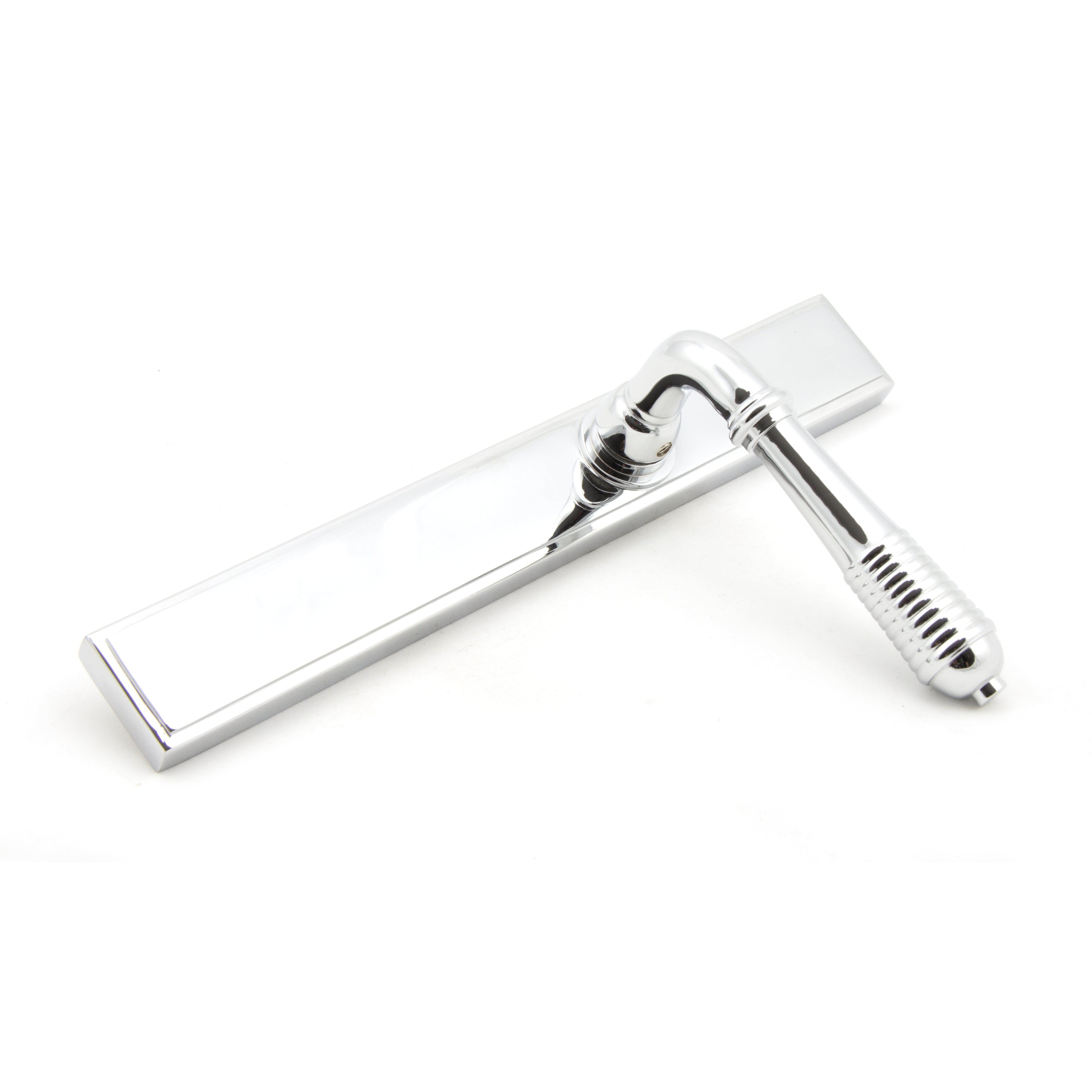 Polished Chrome Reeded Slimline Lever Latch Set | From The Anvil-Espagnolette-Yester Home