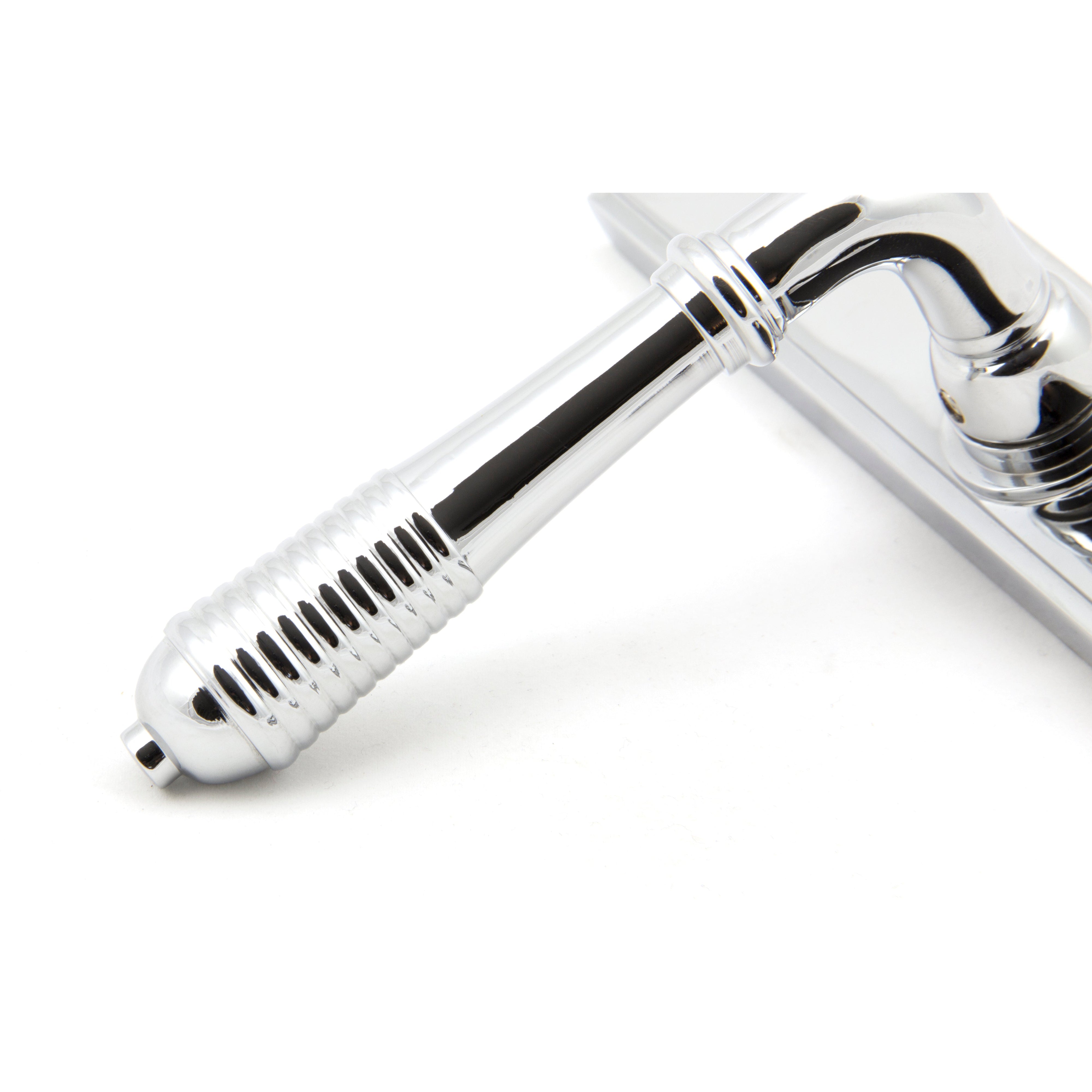 Polished Chrome Reeded Slimline Lever Latch Set | From The Anvil-Espagnolette-Yester Home