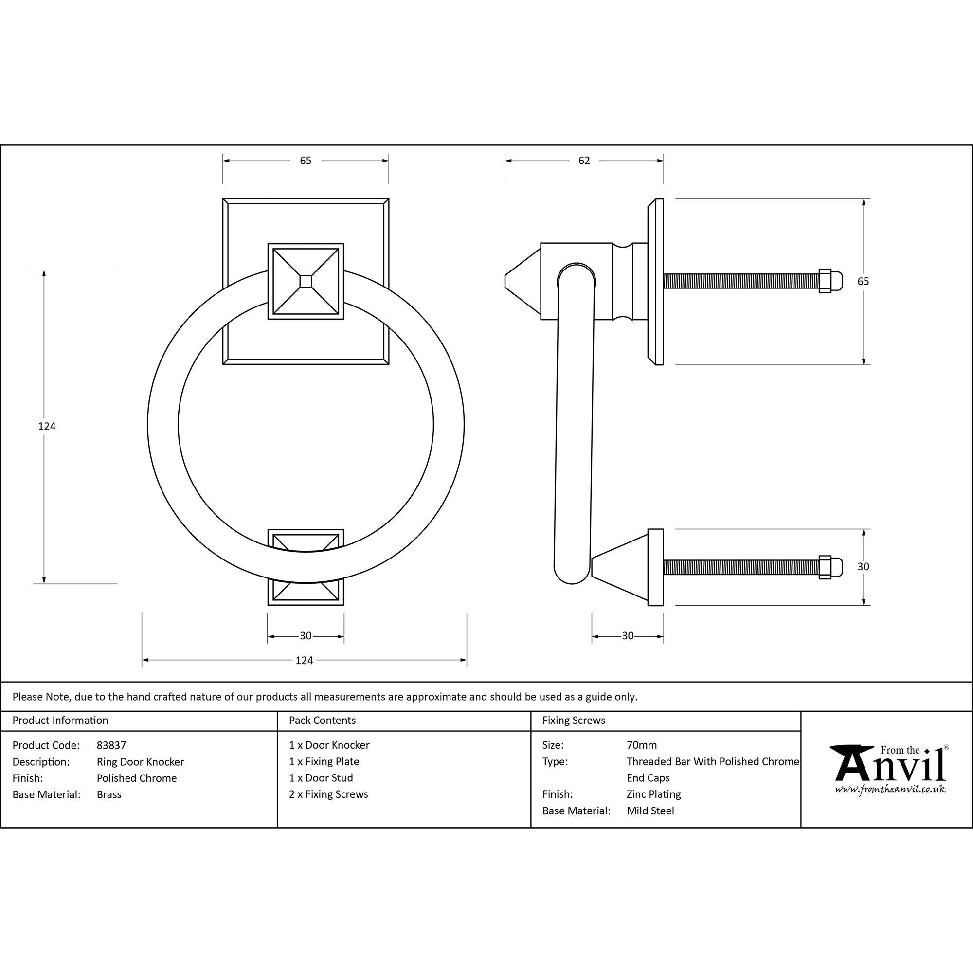 Polished Chrome Ring Door Knocker | From The Anvil - Bolt-Through Door Knockers - From The Anvil - Yester Home