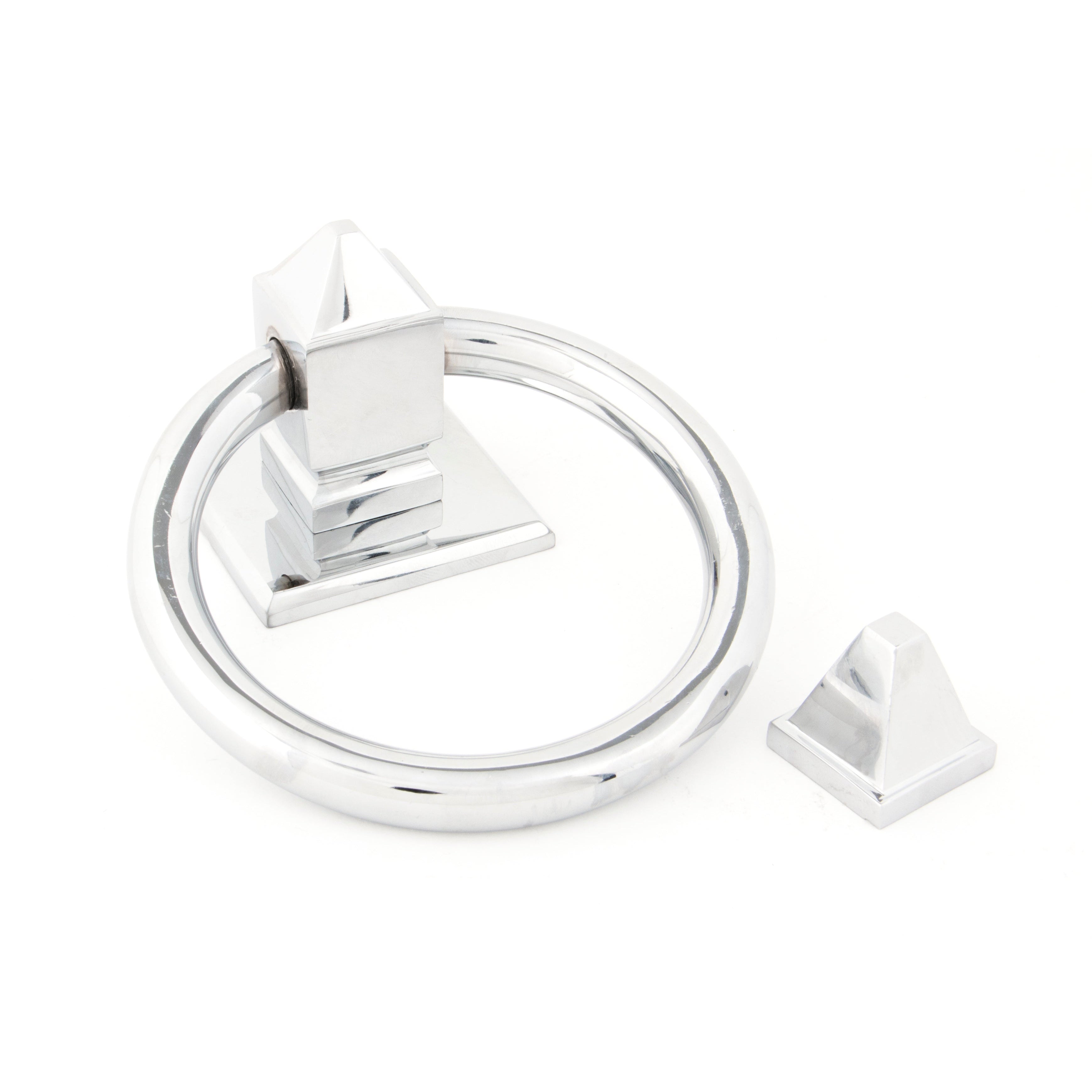 Polished Chrome Ring Door Knocker | From The Anvil-Bolt-Through Door Knockers-Yester Home