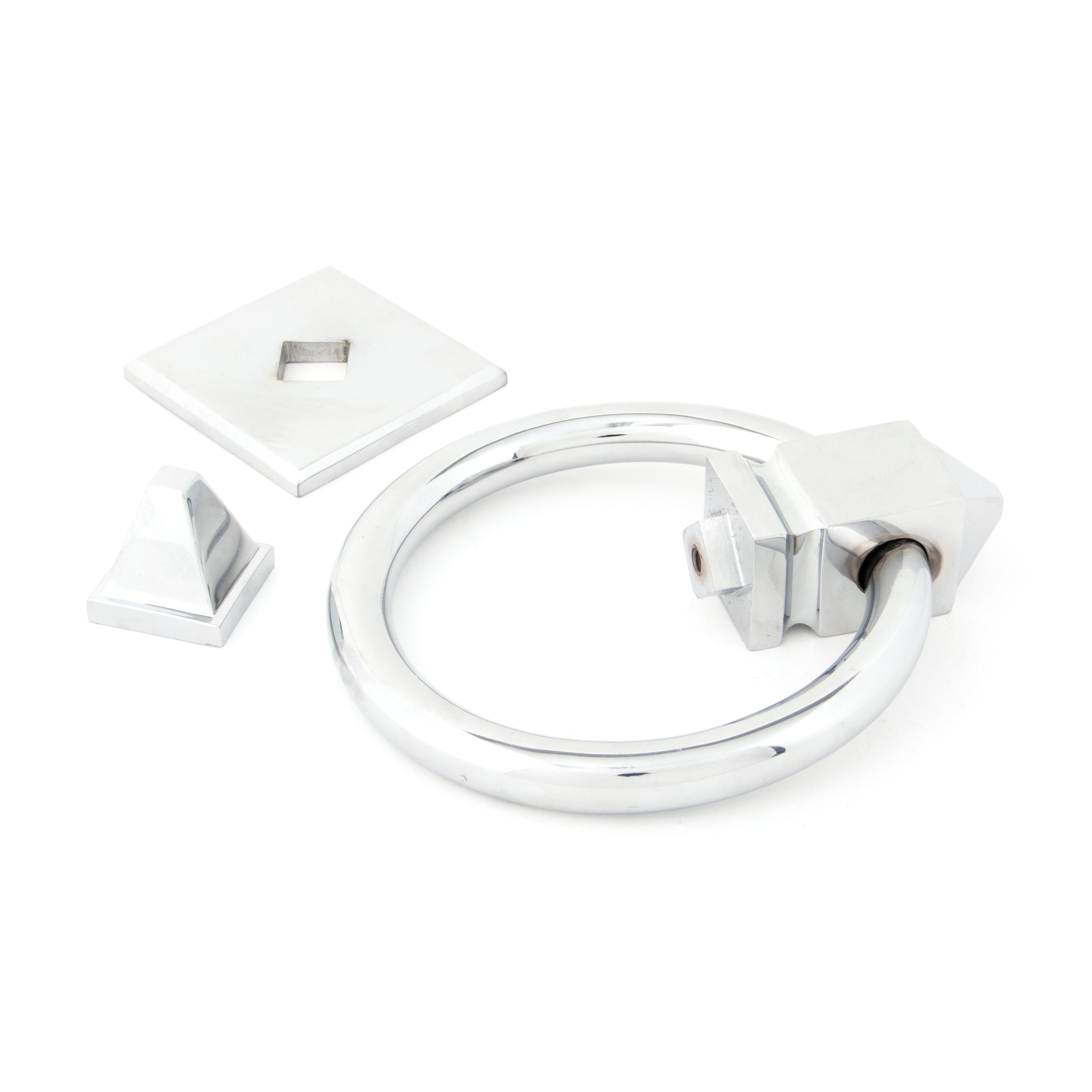 Polished Chrome Ring Door Knocker | From The Anvil-Bolt-Through Door Knockers-Yester Home